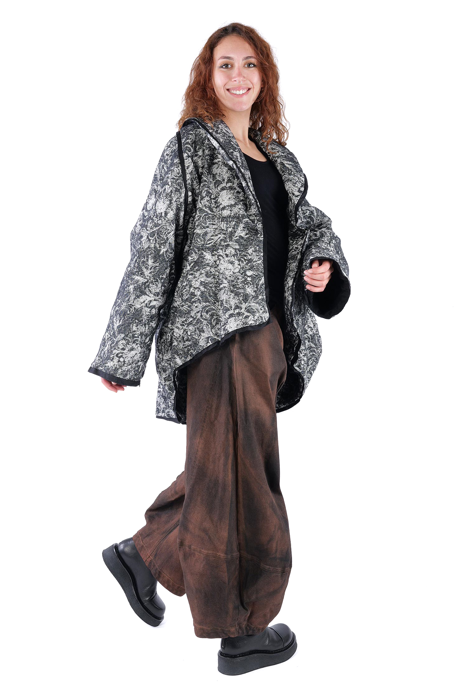 Oversize Winterjacke - Schwarz/Weiß - S438