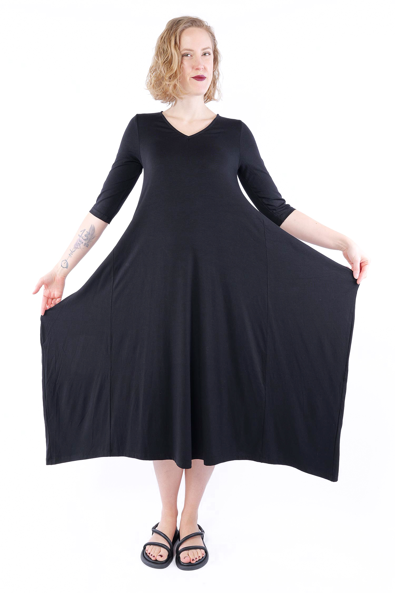 Wandelbares Jerseykleid - Schwarz - 860994