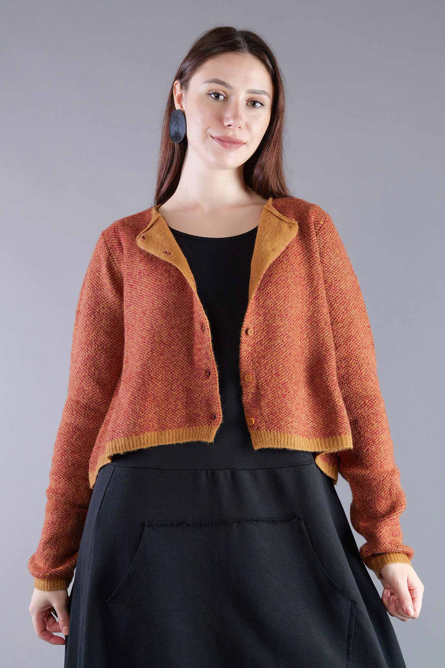 Strickjacke - Bronze lava jacquard - 2263277101