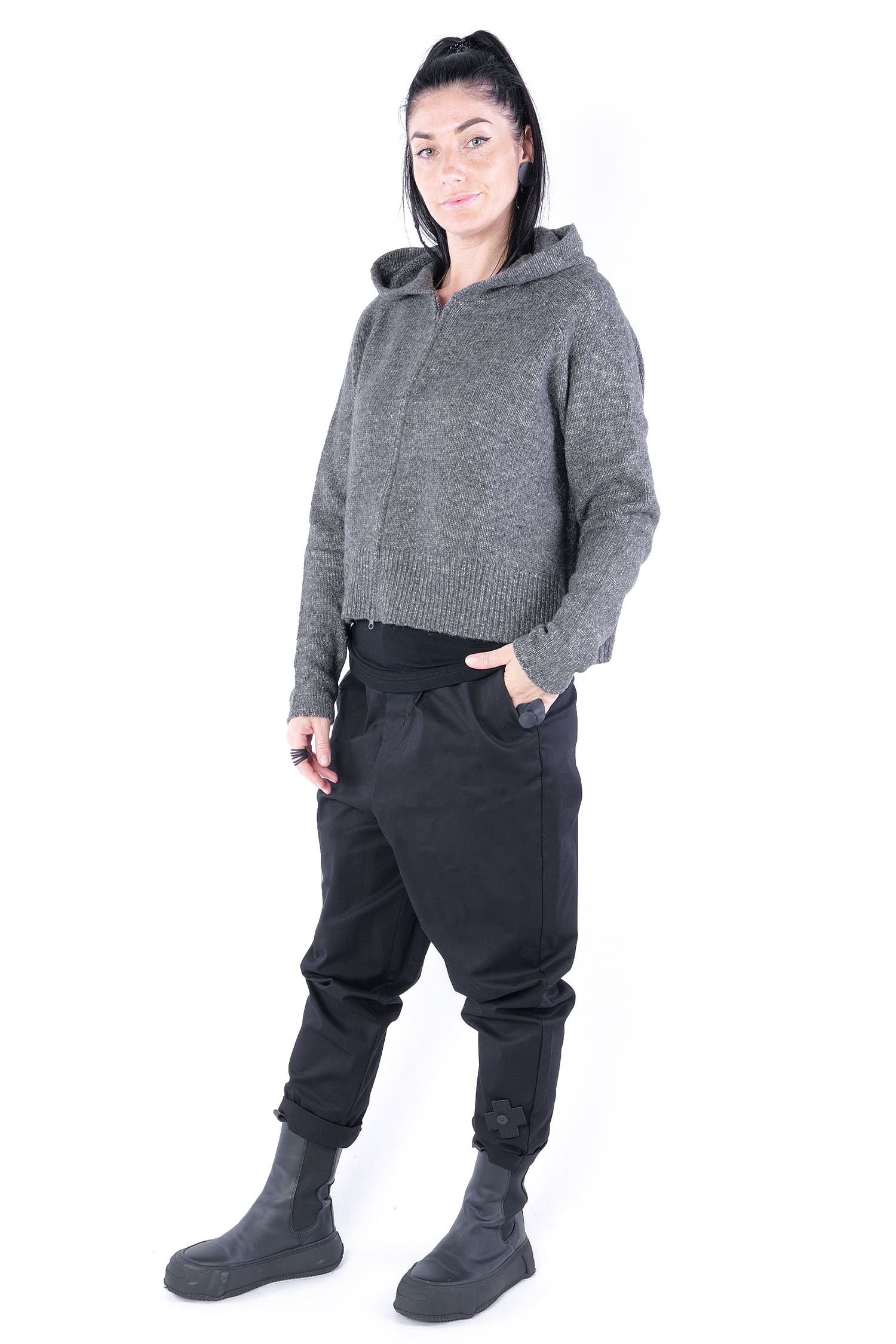 Strickjacke mit Reißverschluss - Dark grey - 2253487103