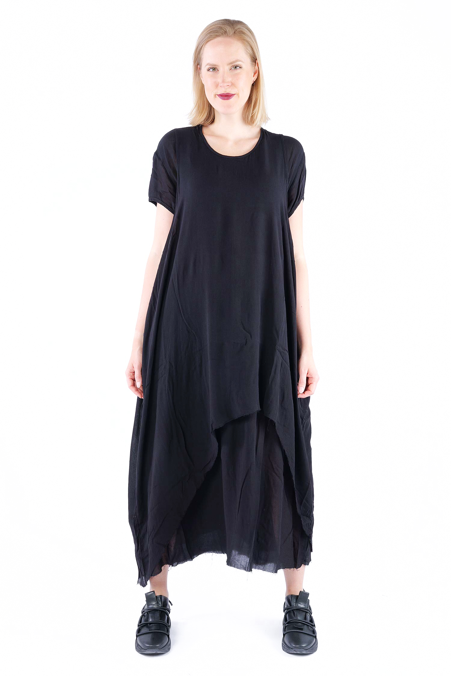 Doppellagiges Kleid - Schwarz - Foamina