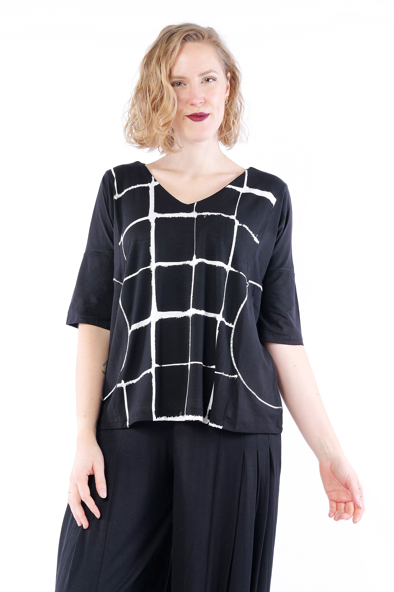 T-Shirt mit Muster - Schwarz - 860124