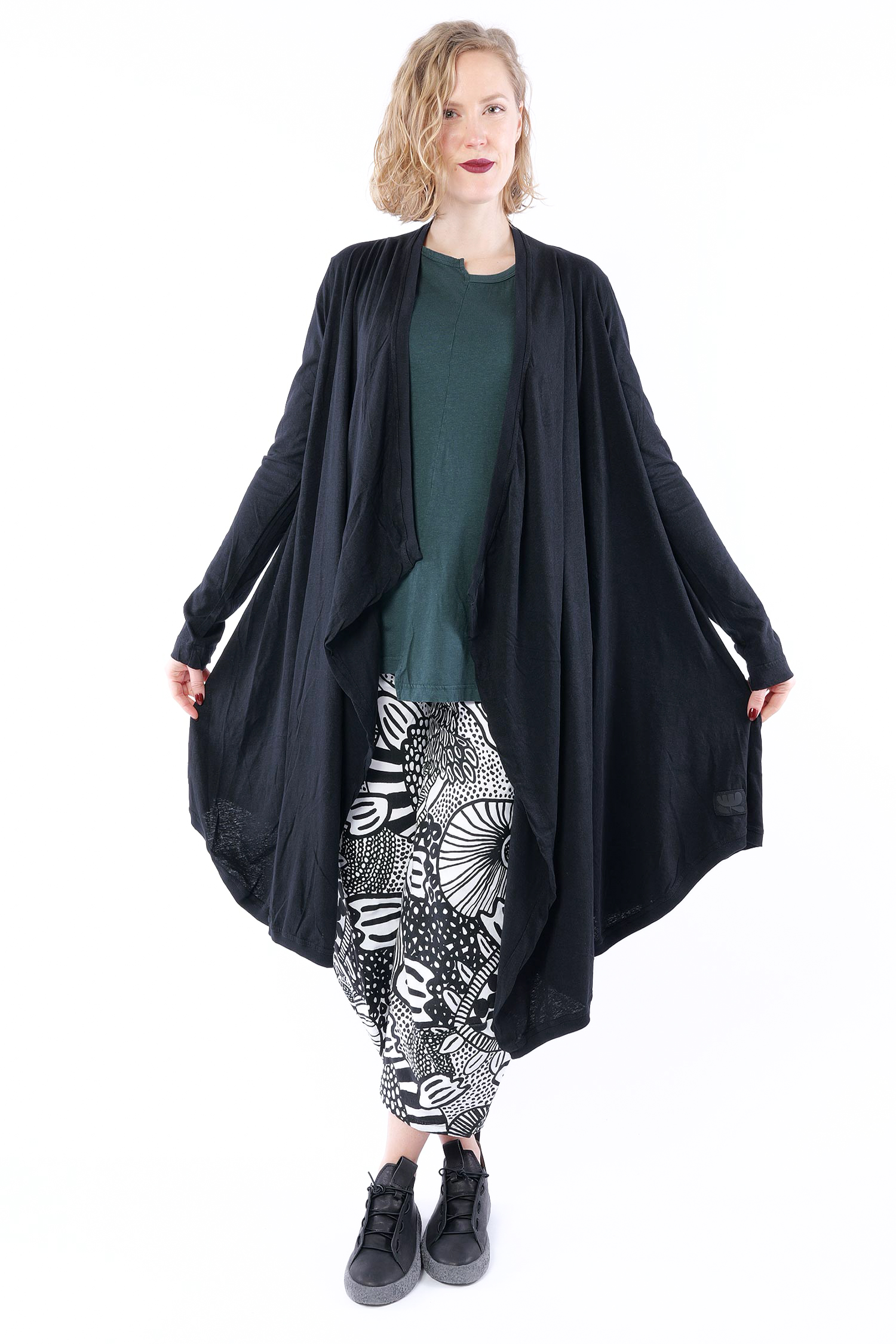 Leinenjersey Mantel - Schwarz - 1263651207