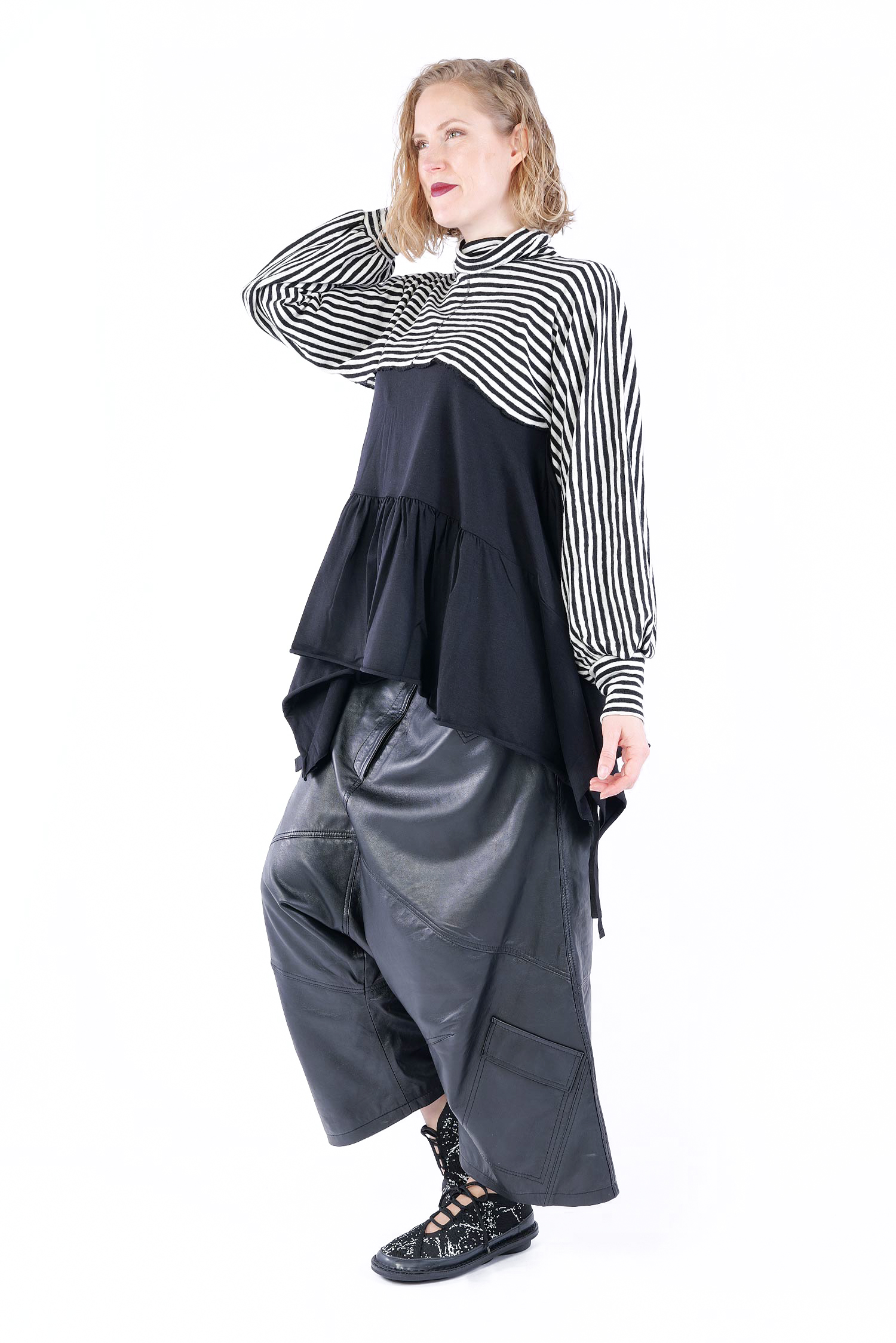 Kurzer Merinopullover - White/black - 1041