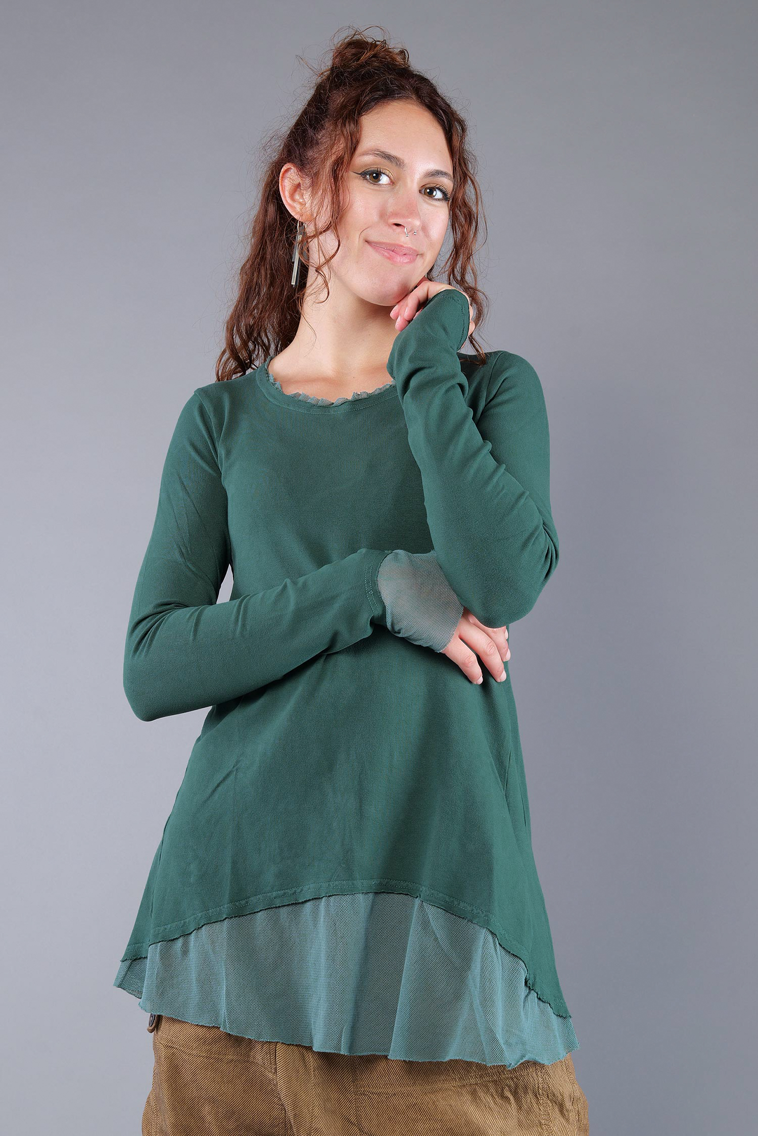 Longsleeve mit Tüll - Forest - 2263510501