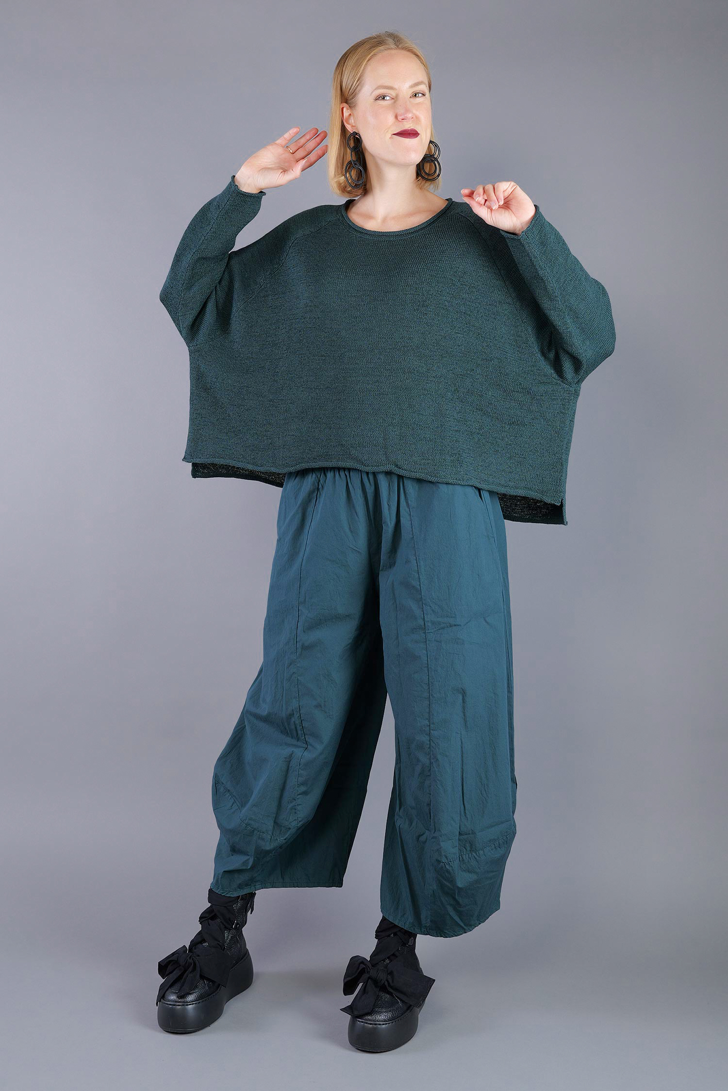 Oversized knitted pullover - Forest - 2263720713
