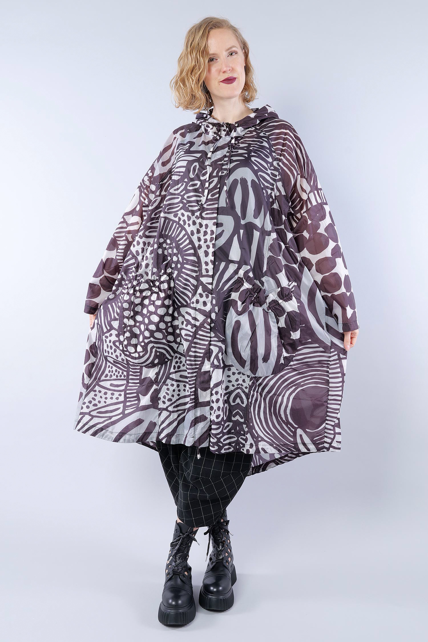 Oversize Regenmantel - Black print - 1263211202