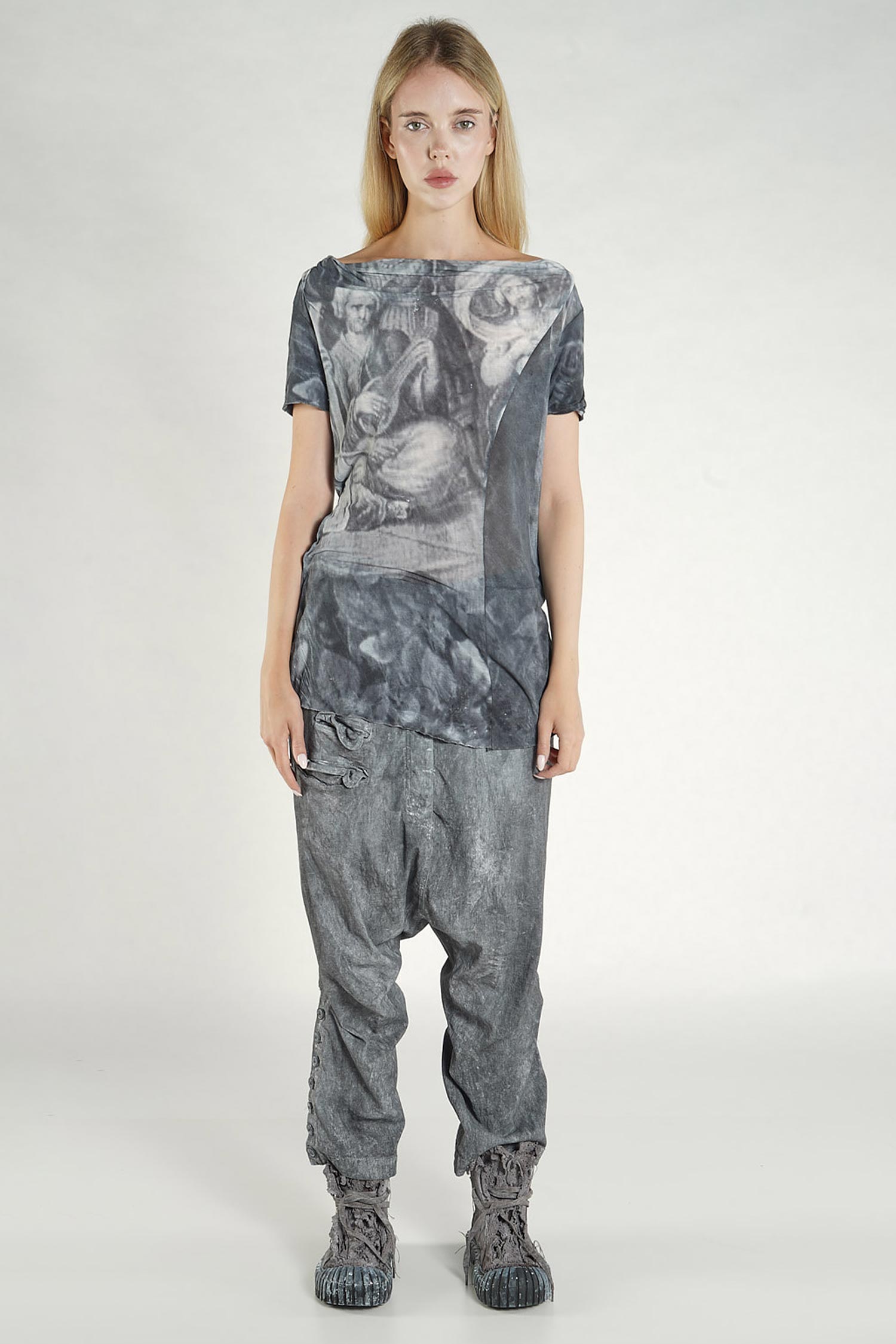 T-Shirt mit Seide - Black print - 1262420502