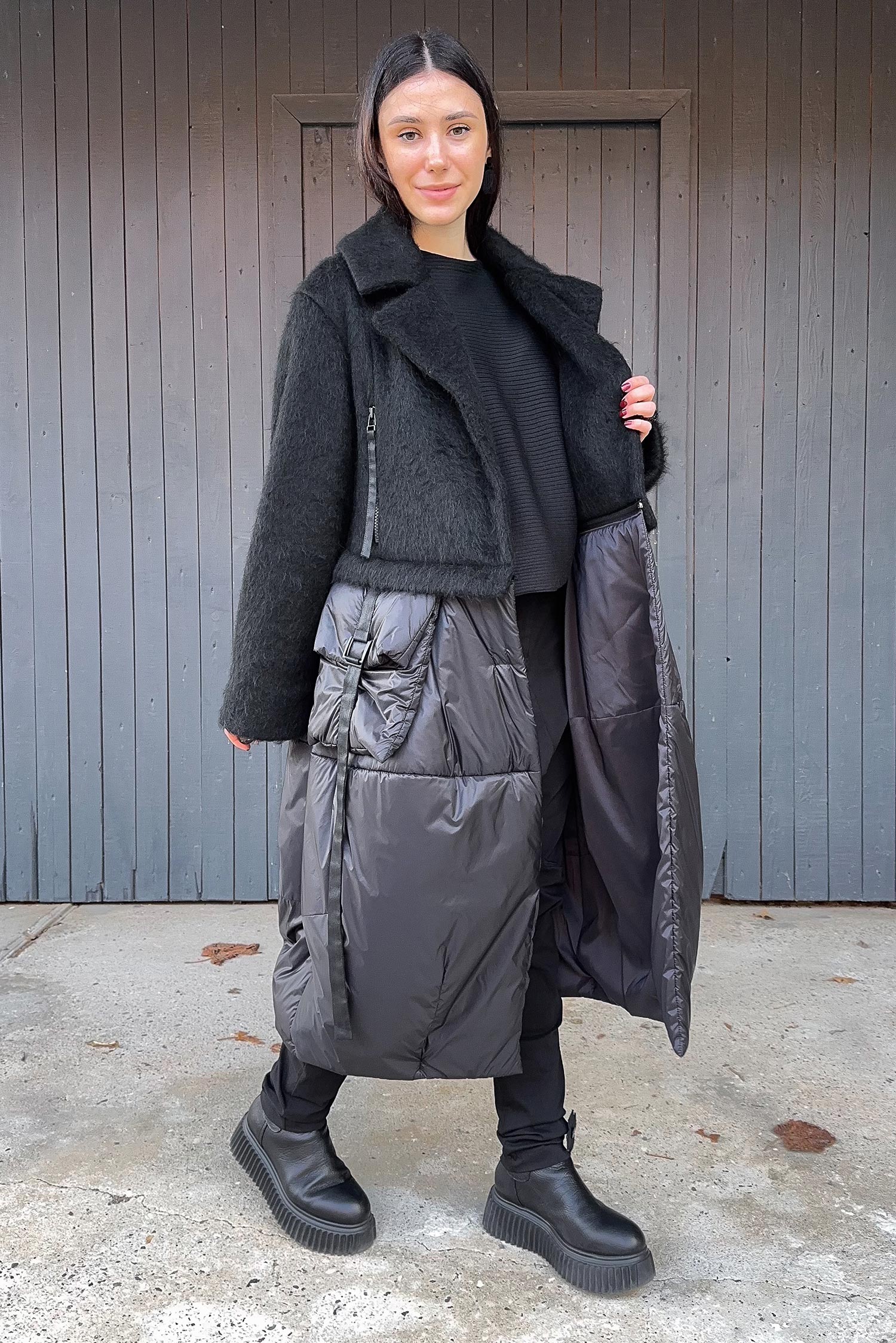 2-in-1 Wintermantel - Black faux fur/Black - Formers
