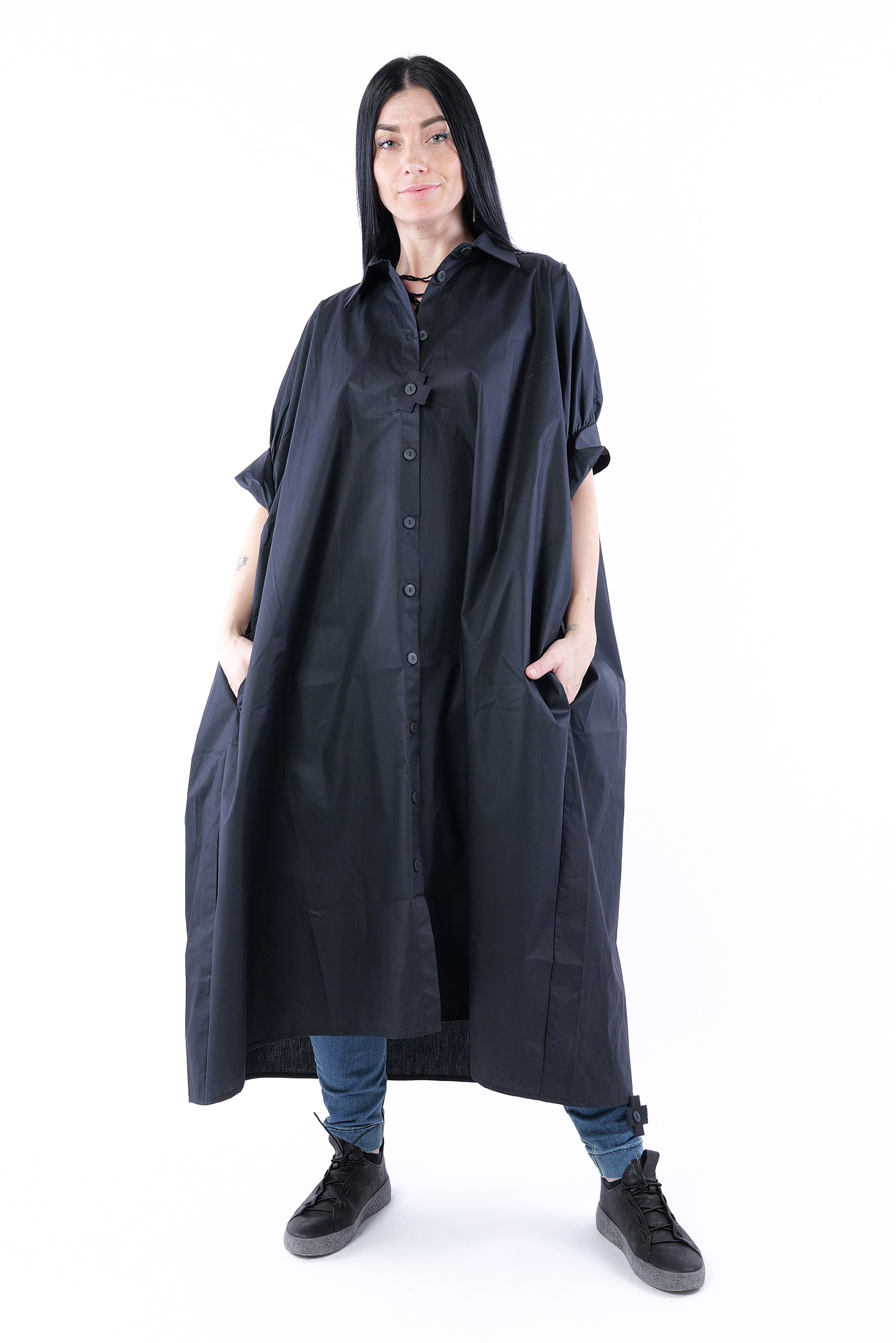 Oversize blouse-dress - Black - 4025