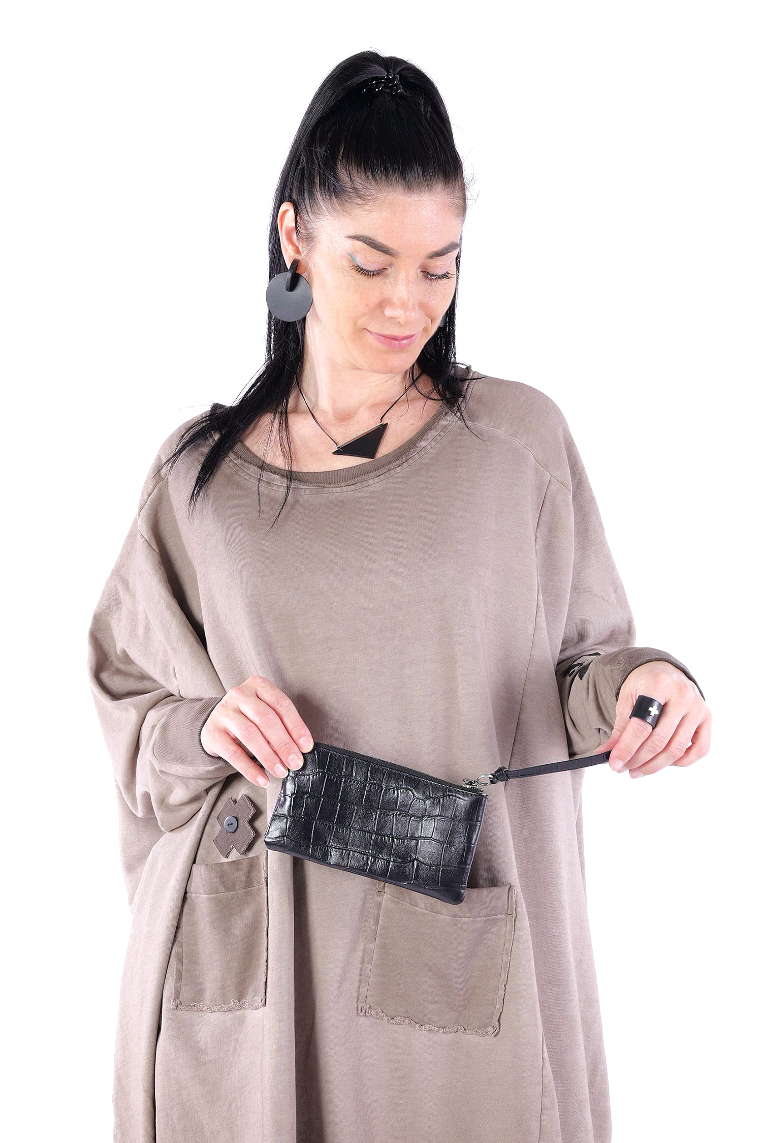 Leder Portemonnaie - Eco Croc Black - ILU ed.1