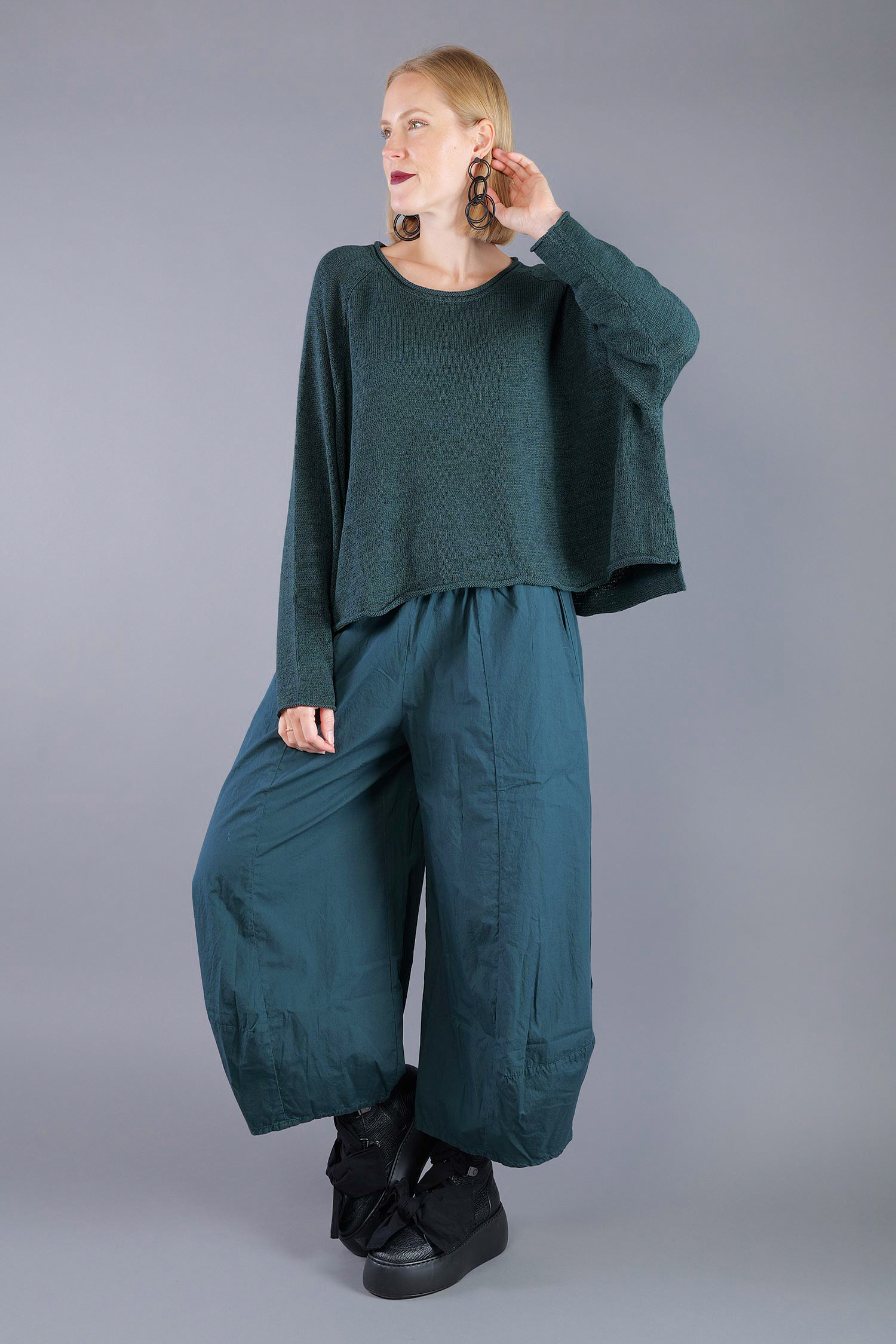 Oversized knitted pullover - Forest - 2263720713