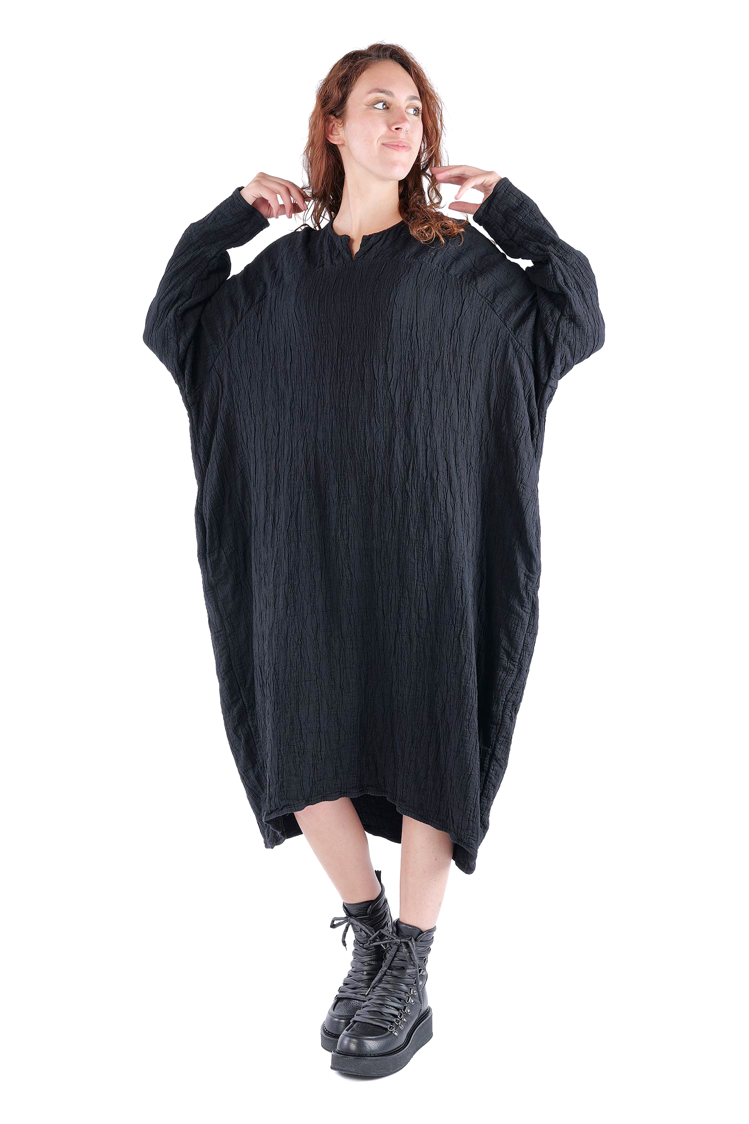 Tulpiges Oversizekleid - Schwarz - Hausleib