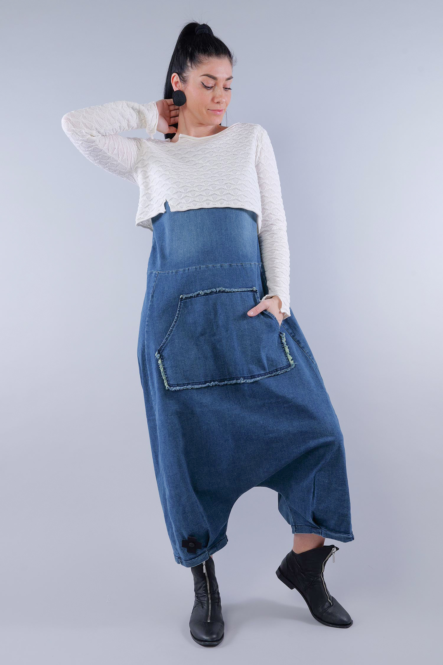 Kurzer Strickpullover - Offwhite - 1263380701