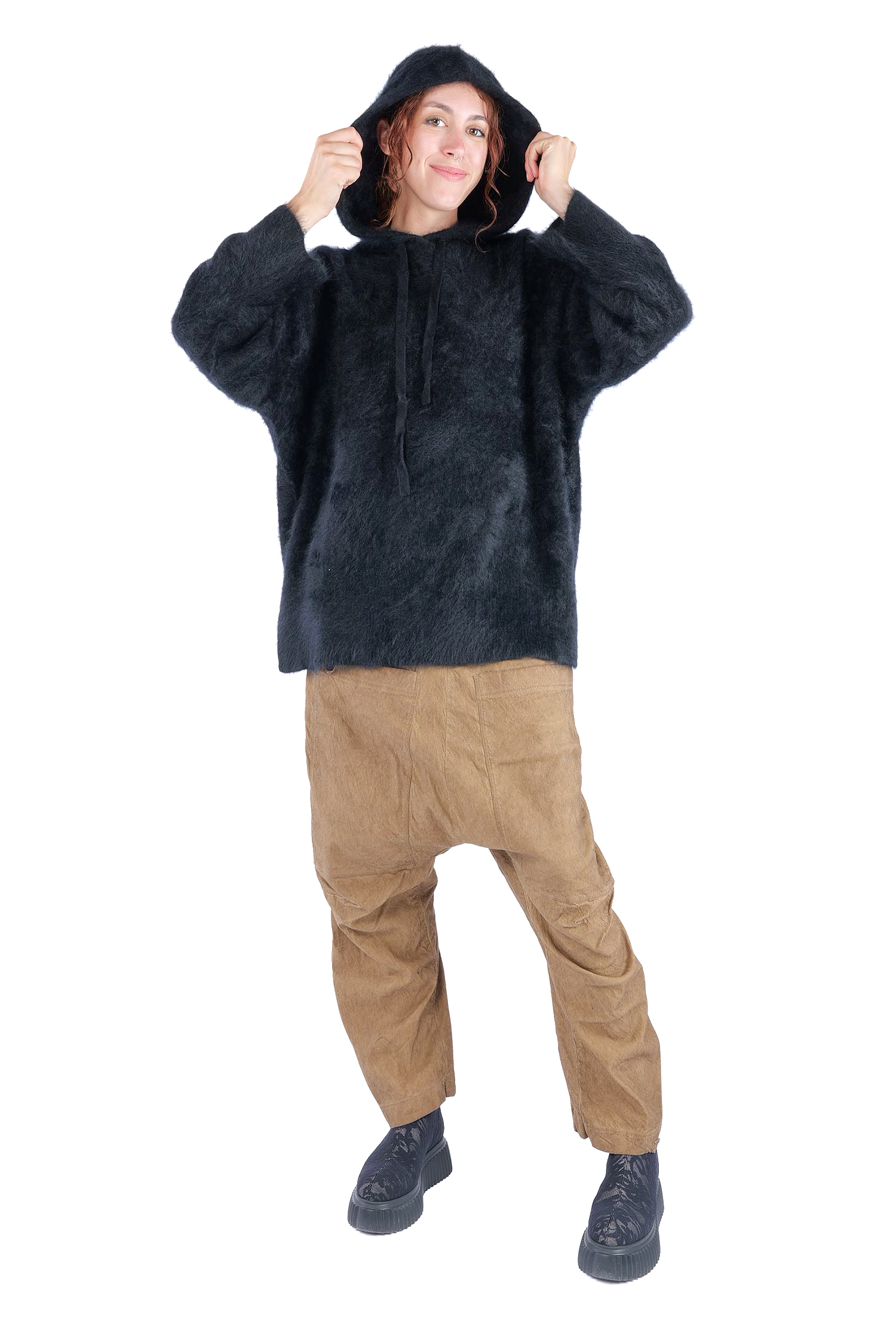 Flauschiger Kaschmir Hoodie - Night - 26132