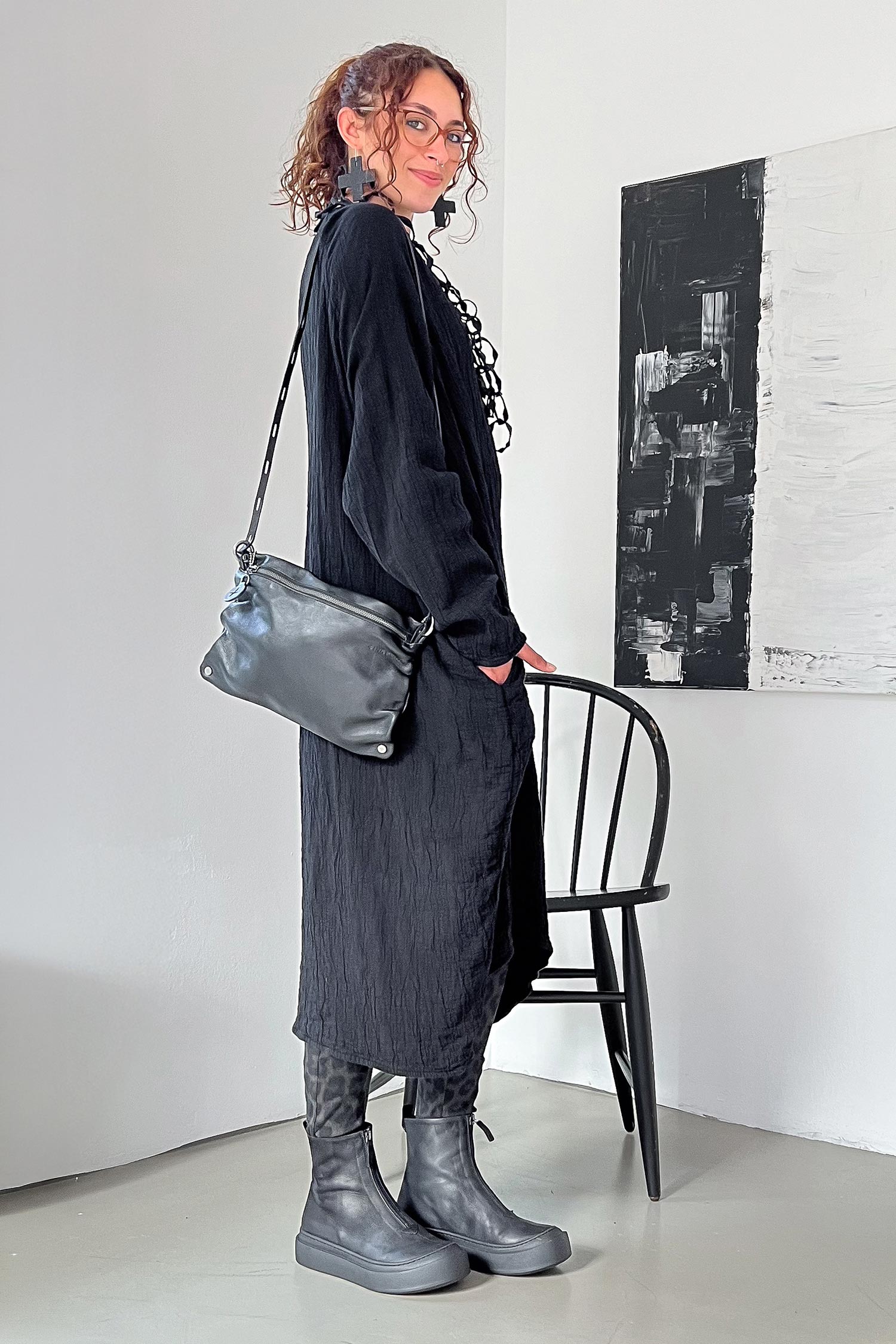 Leather Bag - Natural True Black - MOONLIT ed.1