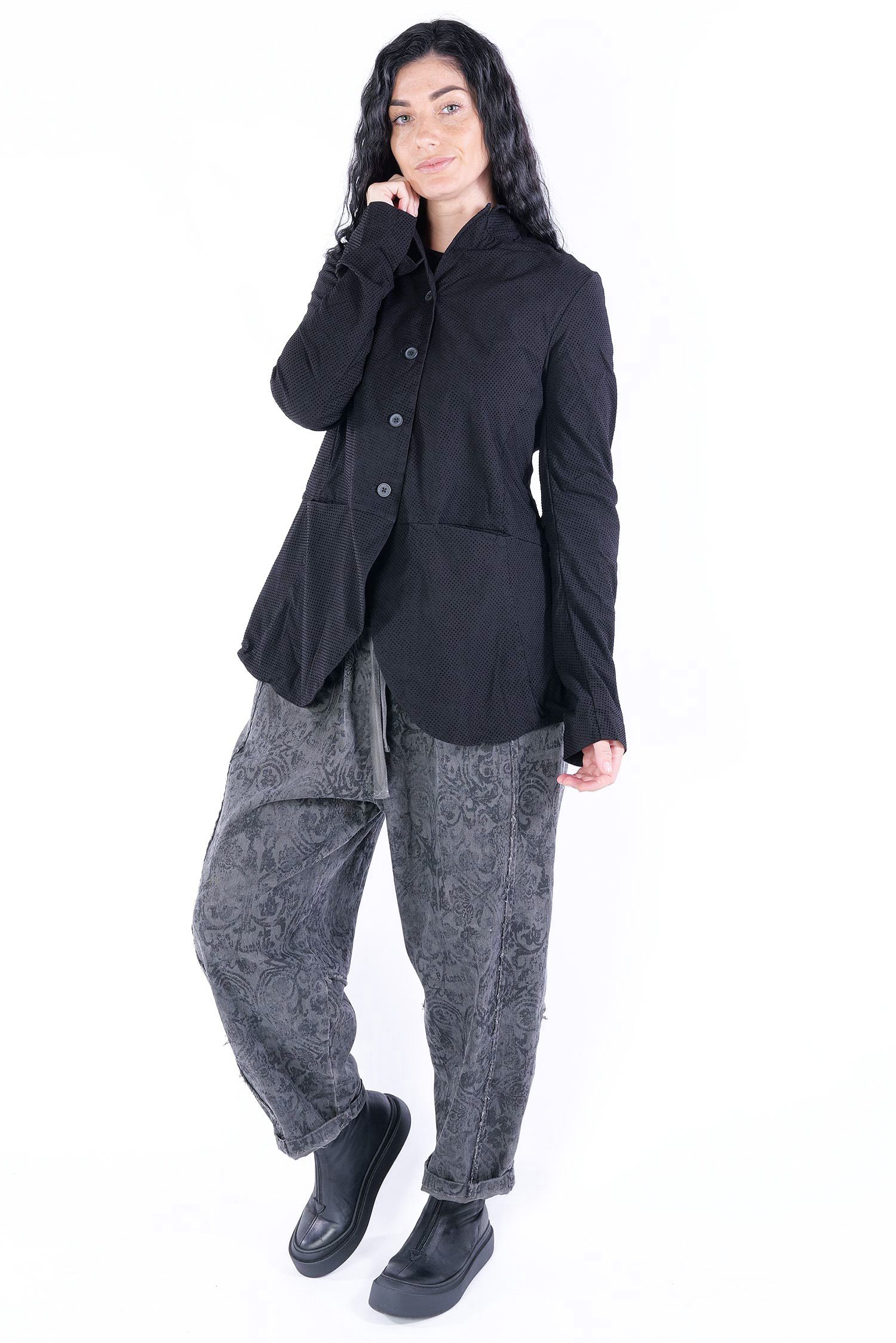 Stretch Blazer-Jacke - Black check - 2253391112