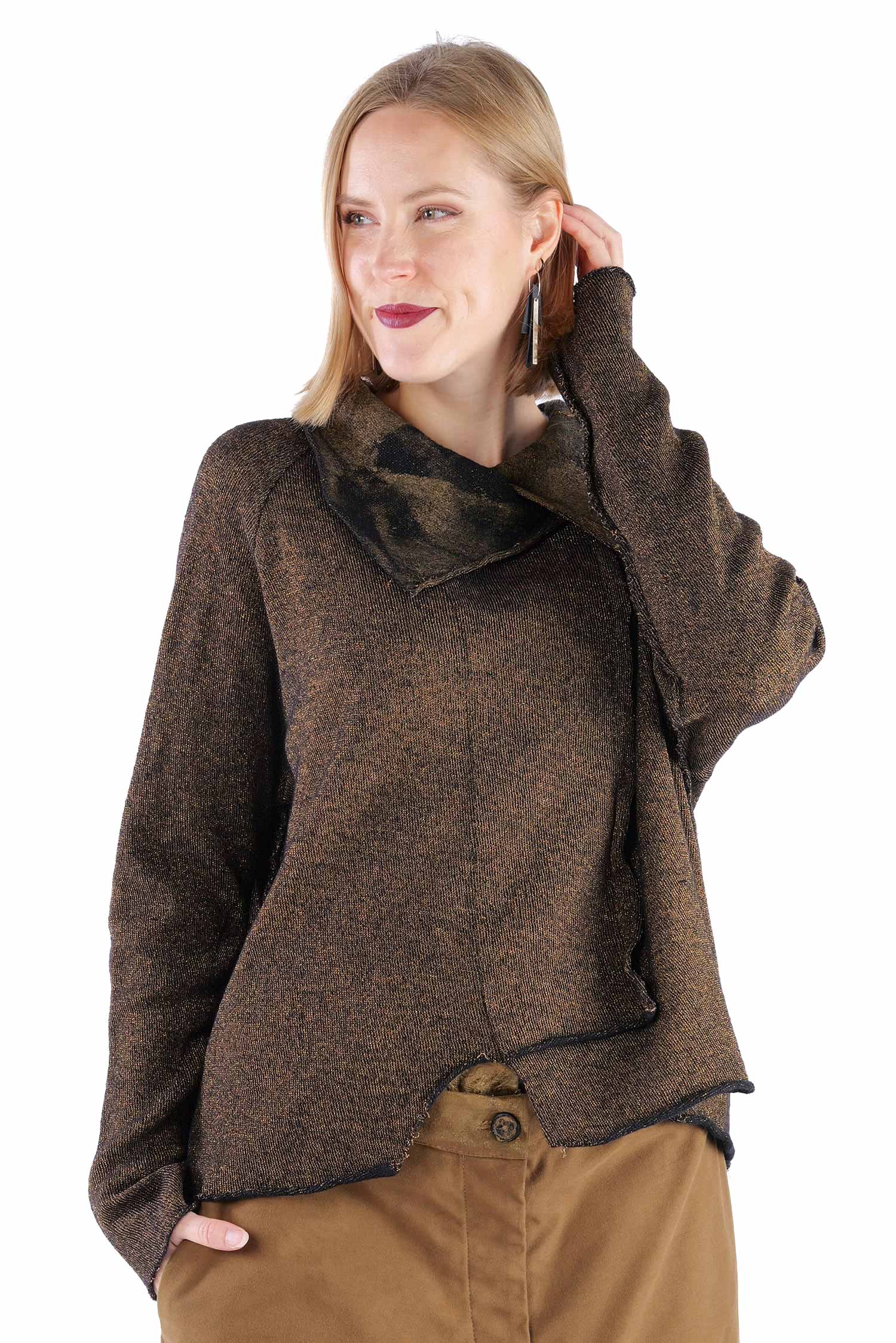 Oversize Wollpullover - Black gold - 2261680703