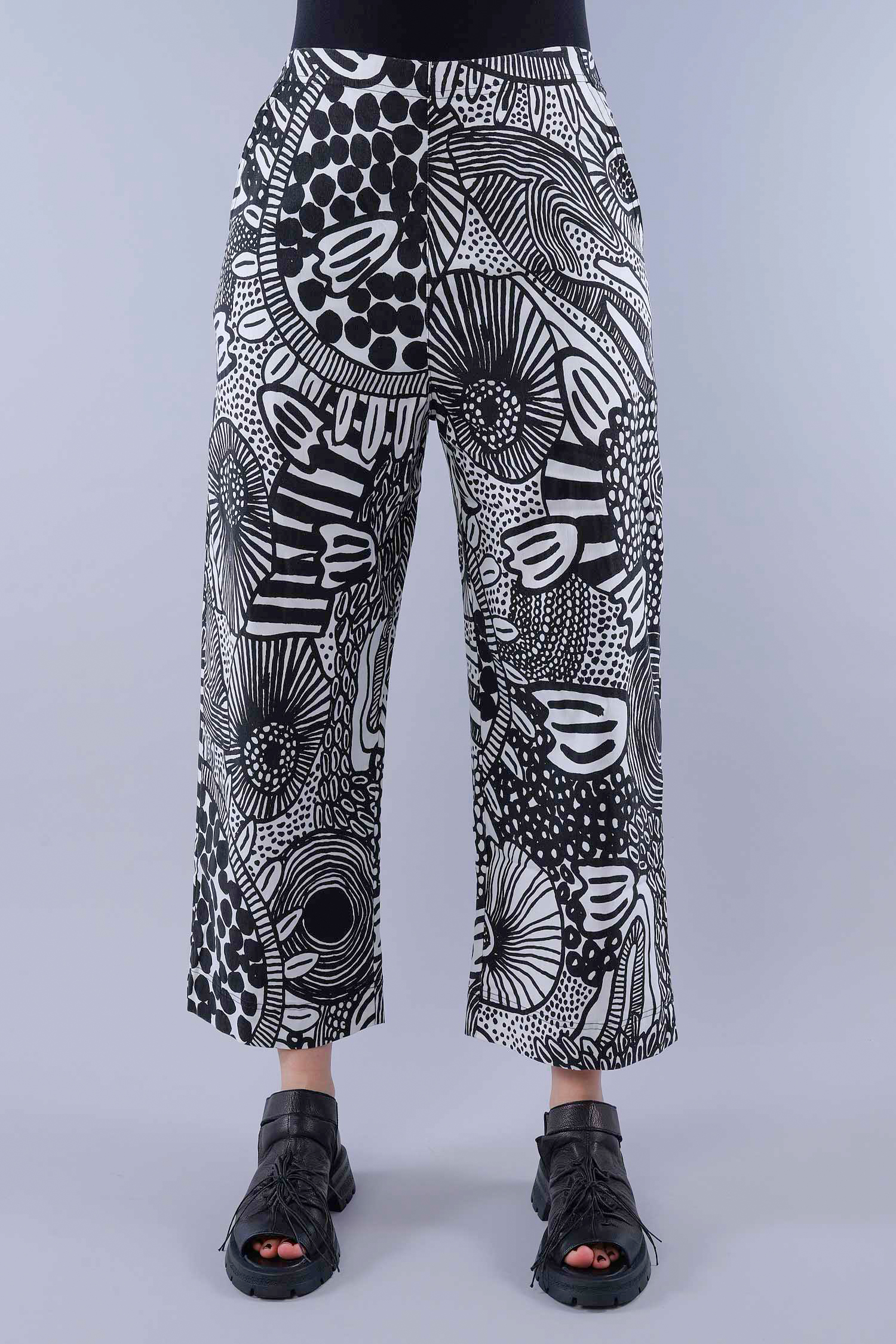 Stretch culottes - Black print - 1263440103