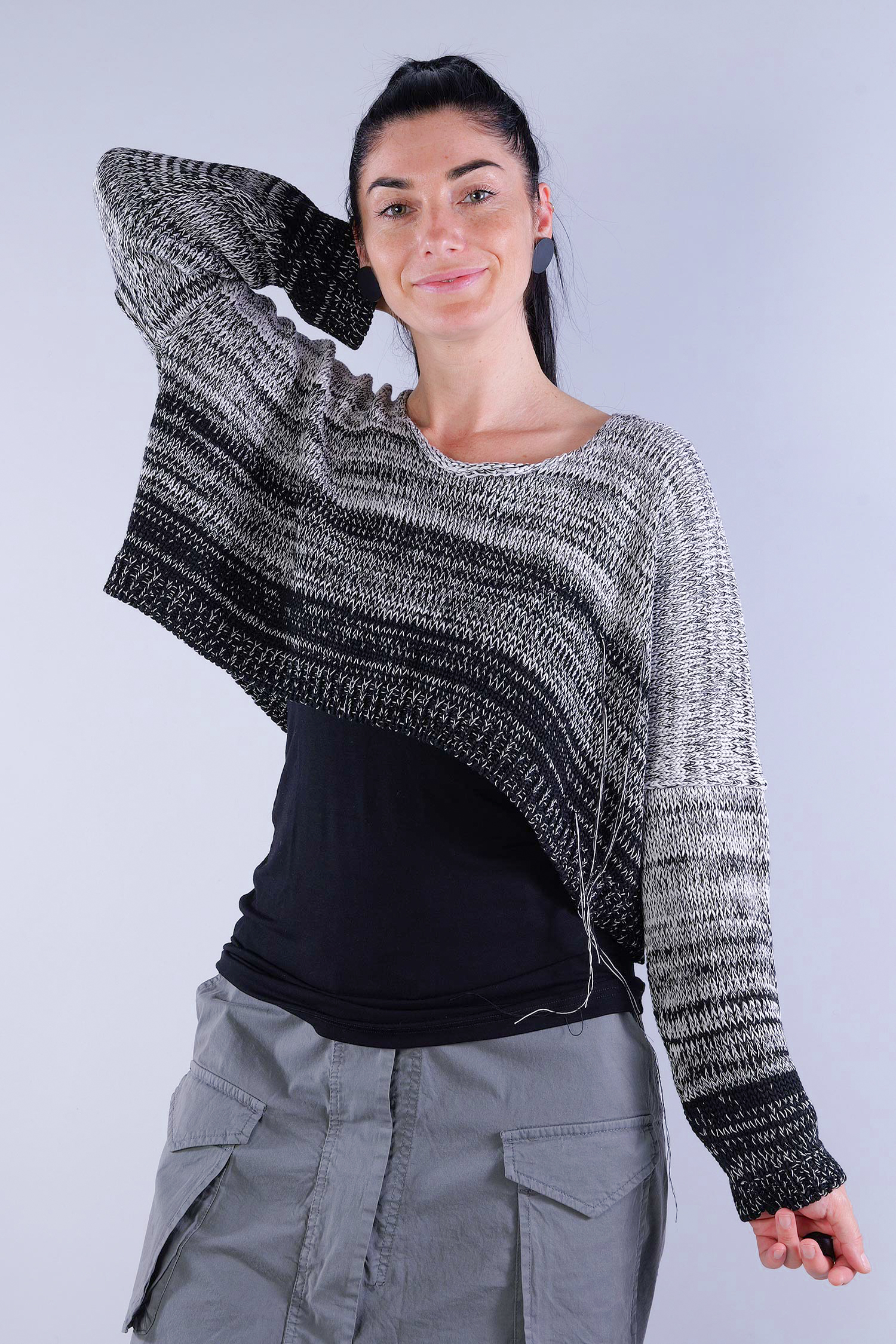 Mehrfarbiger Pullover - Ombre black / pearl - Bobby