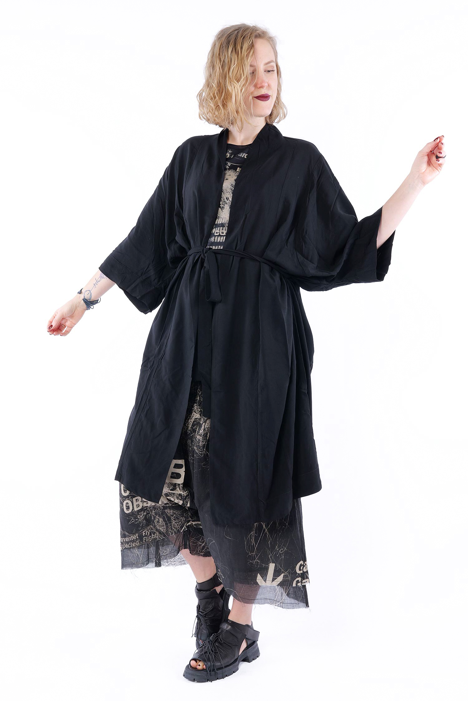 Viskose Kimono - Schwarz - Kinno