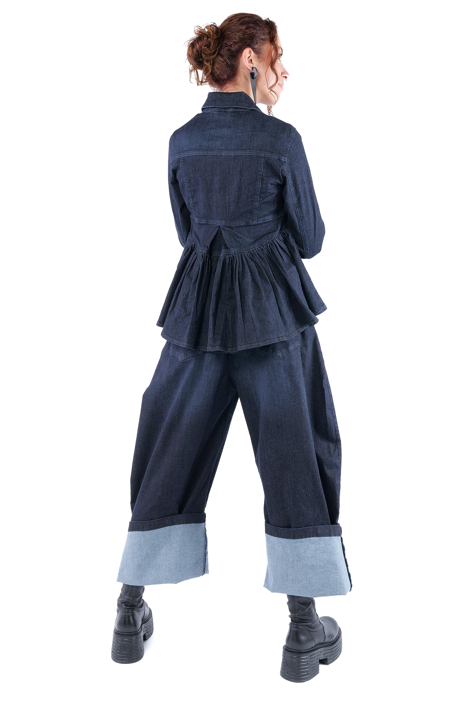 Gerüschte Jeansjacke - Darkblue - 8064
