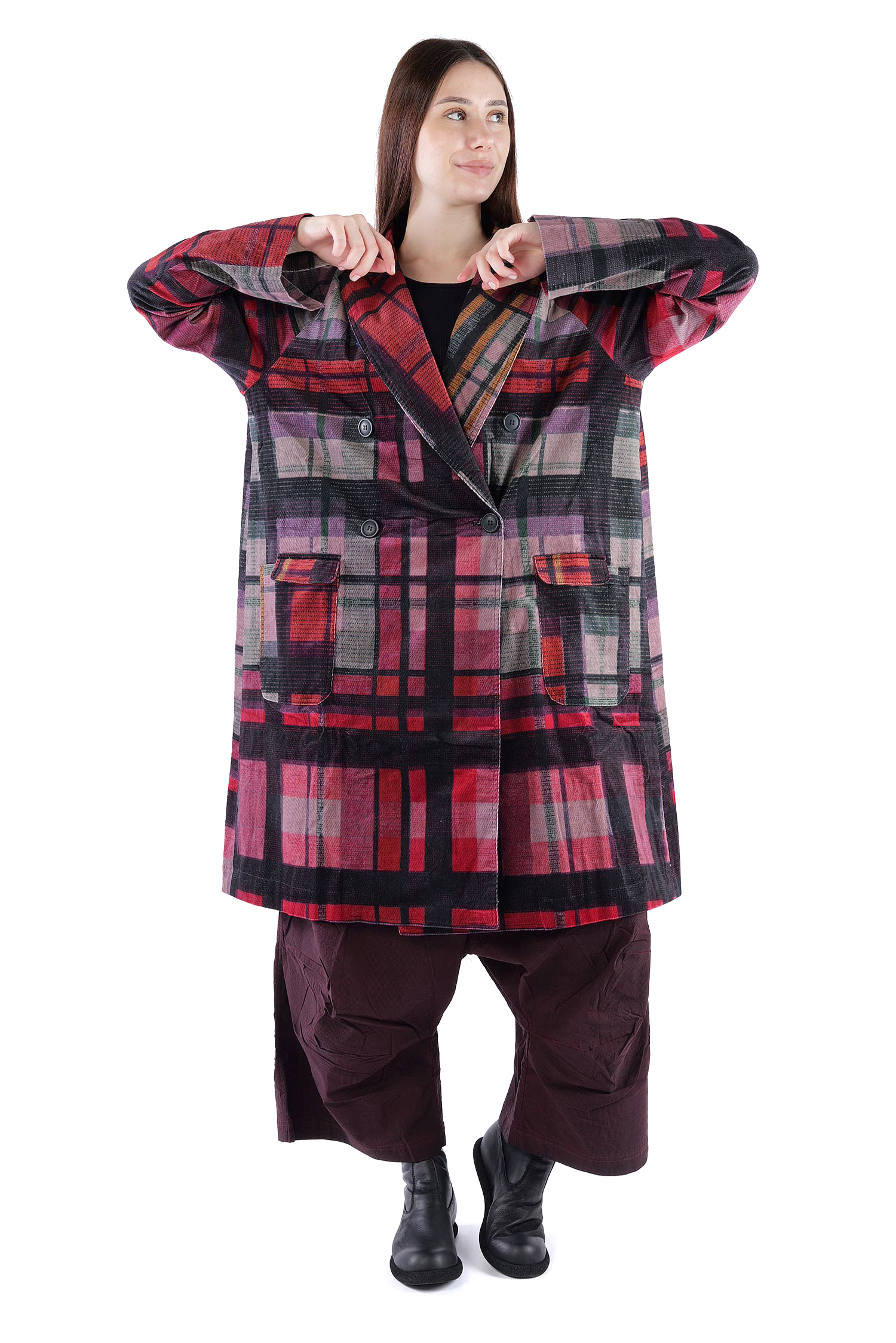 Babycord coat - Check multicolor - 2263231202