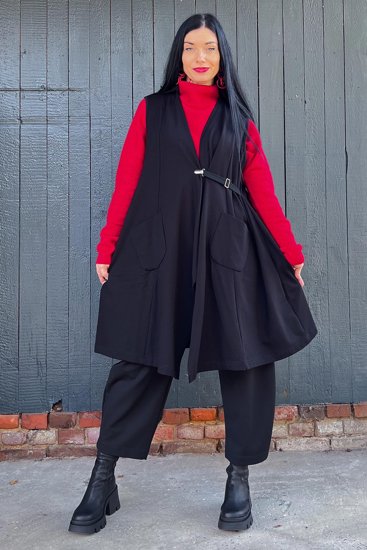 Asymmetrische Weste - Schwarz - U2139-U