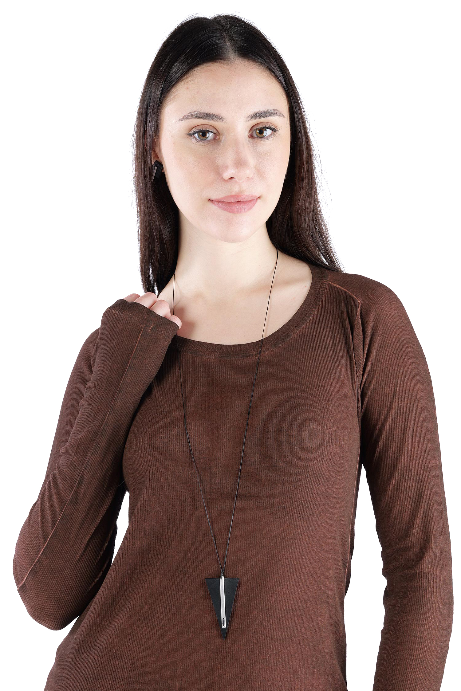 Dreiecks-Halskette - Bar_Trngl_Mono Pendant - Schwarz / Silber