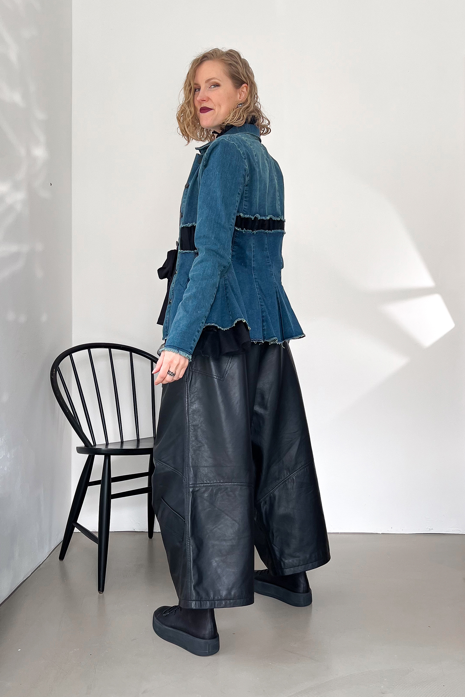 Denim jacket with tulle - Blue - 8062