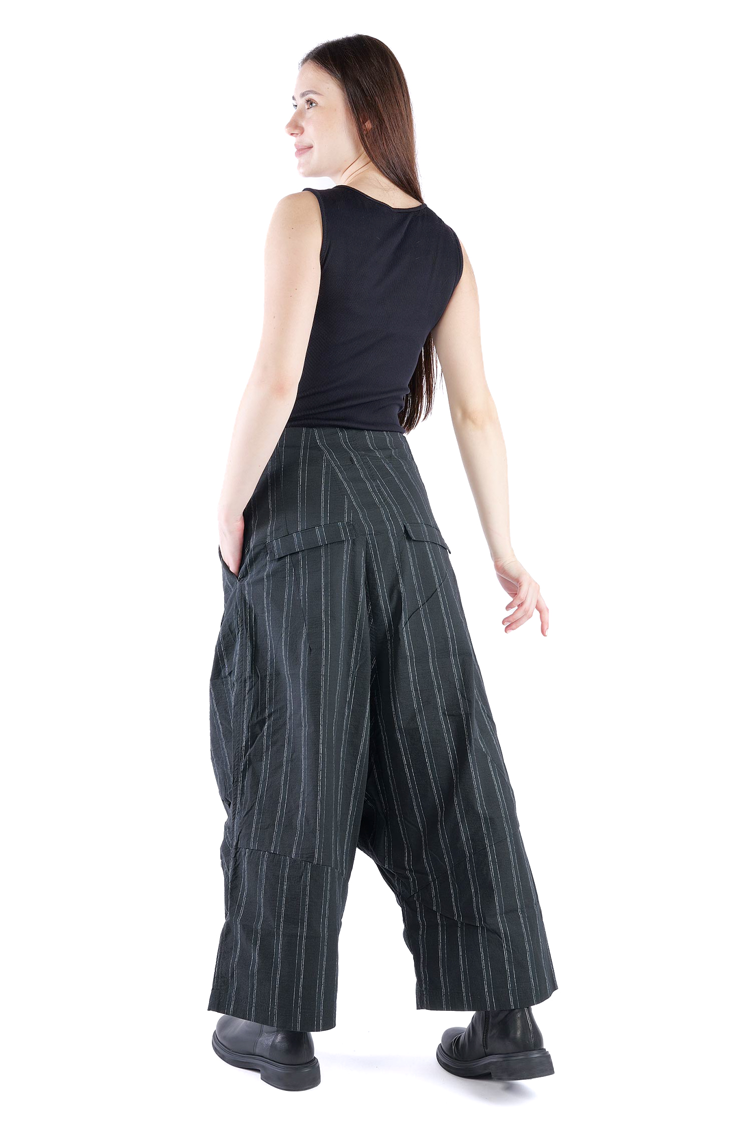 Weite Stretchhose - Petrol cloud stripe - 2261240104