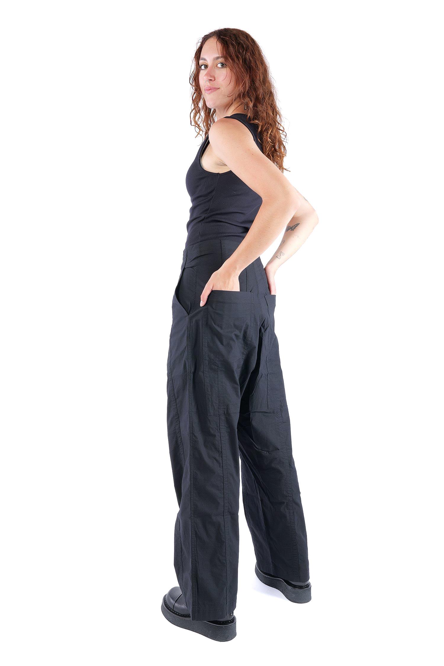 Weite Stretchhose - Schwarz - 2261390126