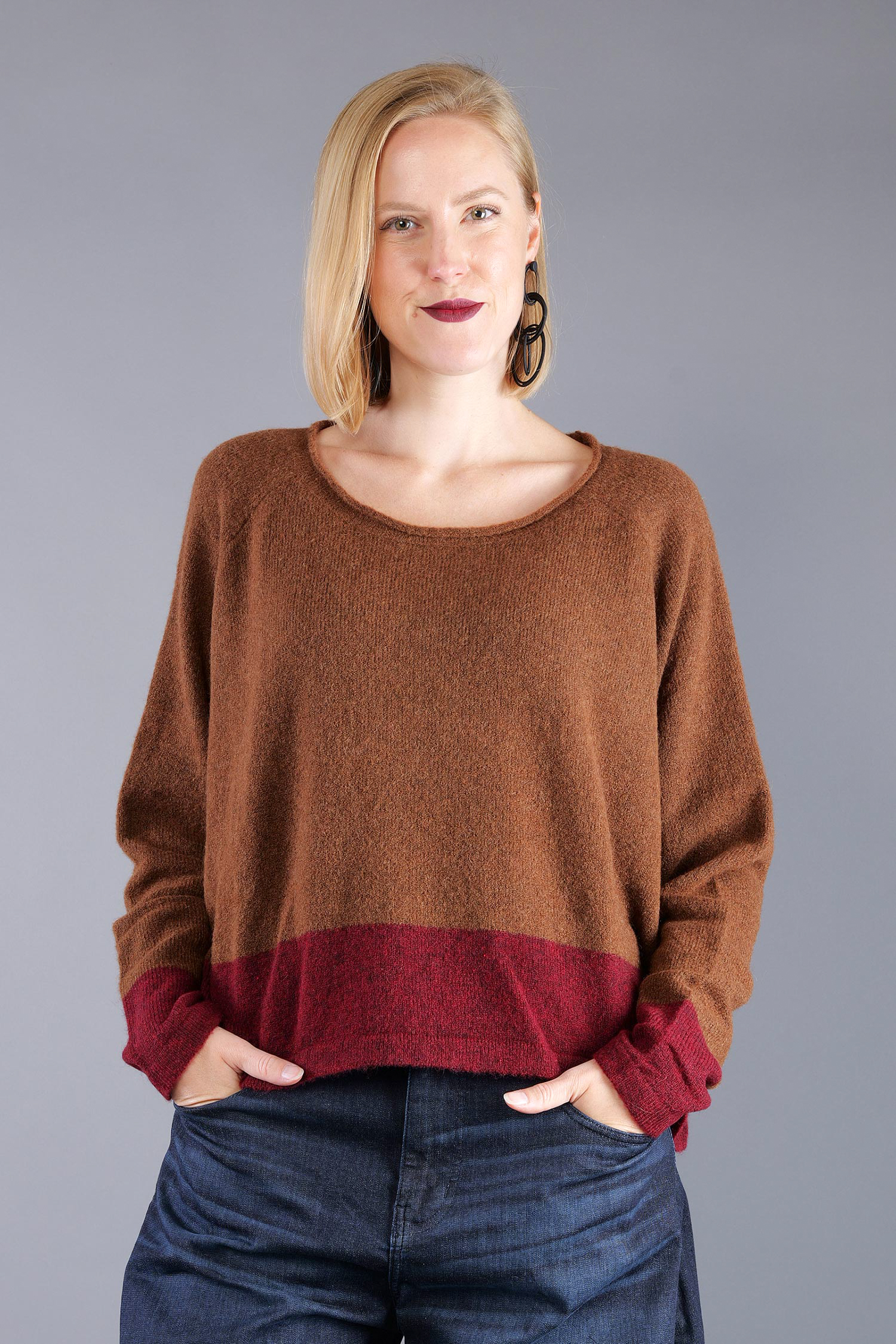 Knitted pullover - Bronze lava - 2263480702