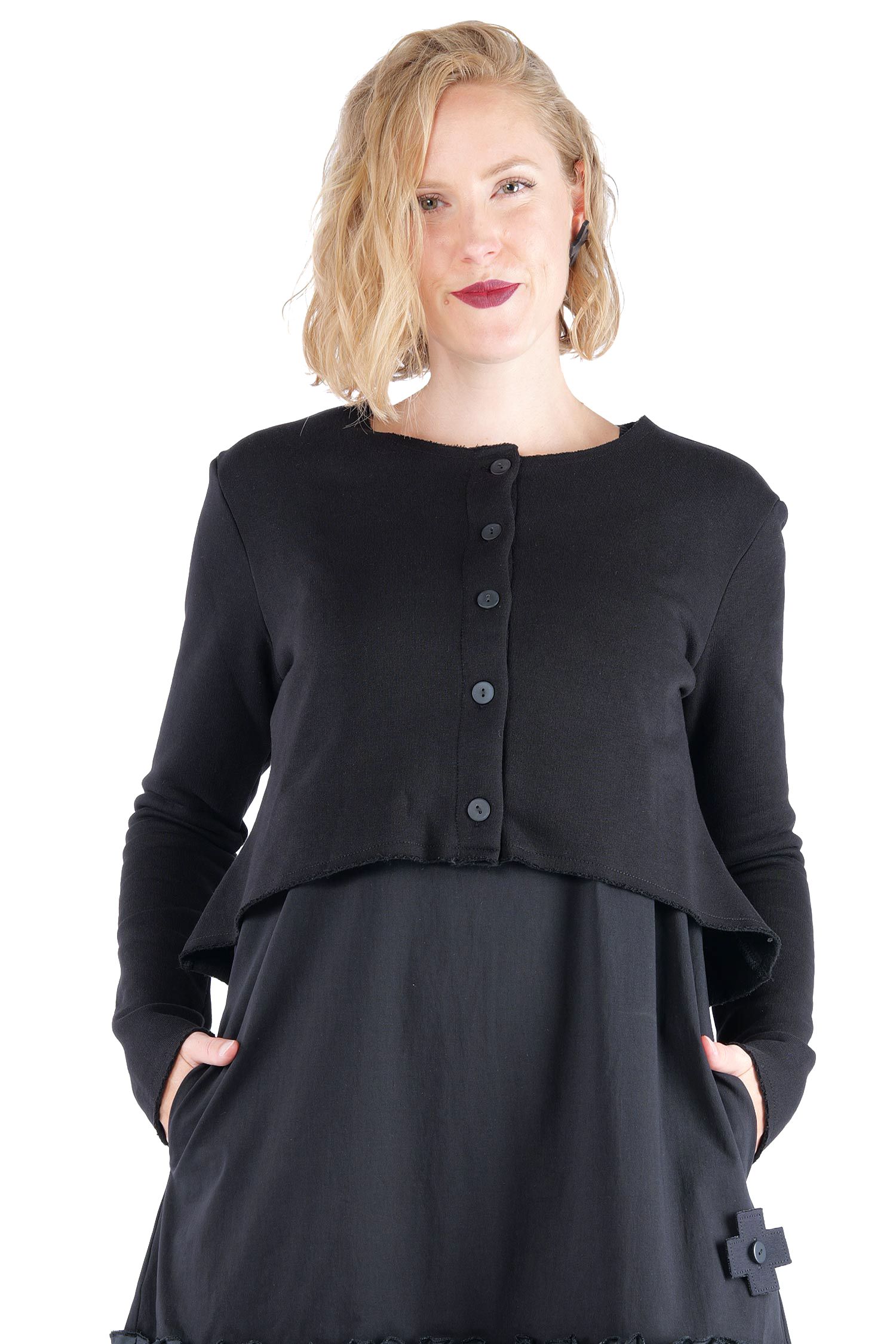 Kurze Sweatjacke - Schwarz - 2121