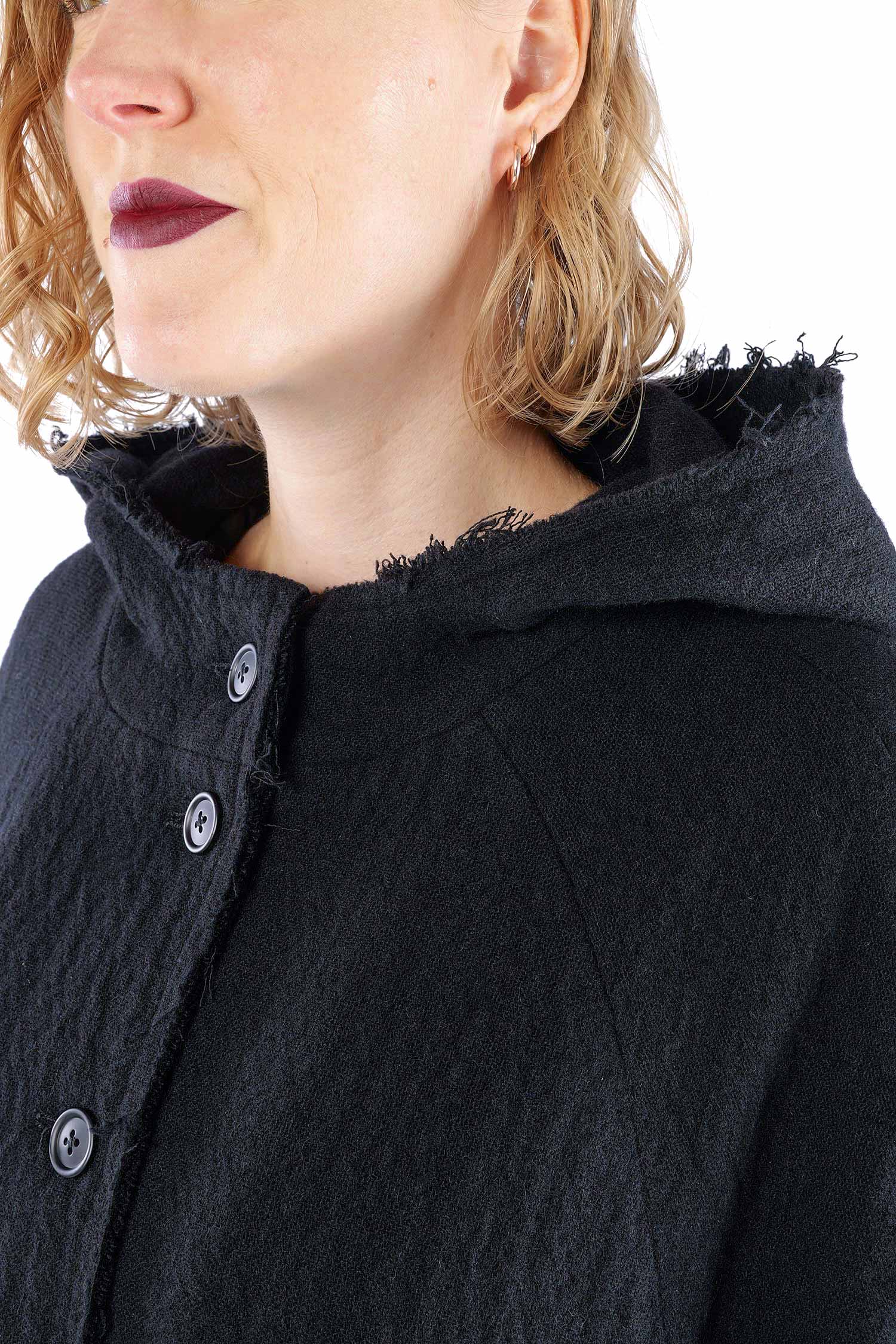 Fransiger Wintermantel - Schwarz - 2263281203
