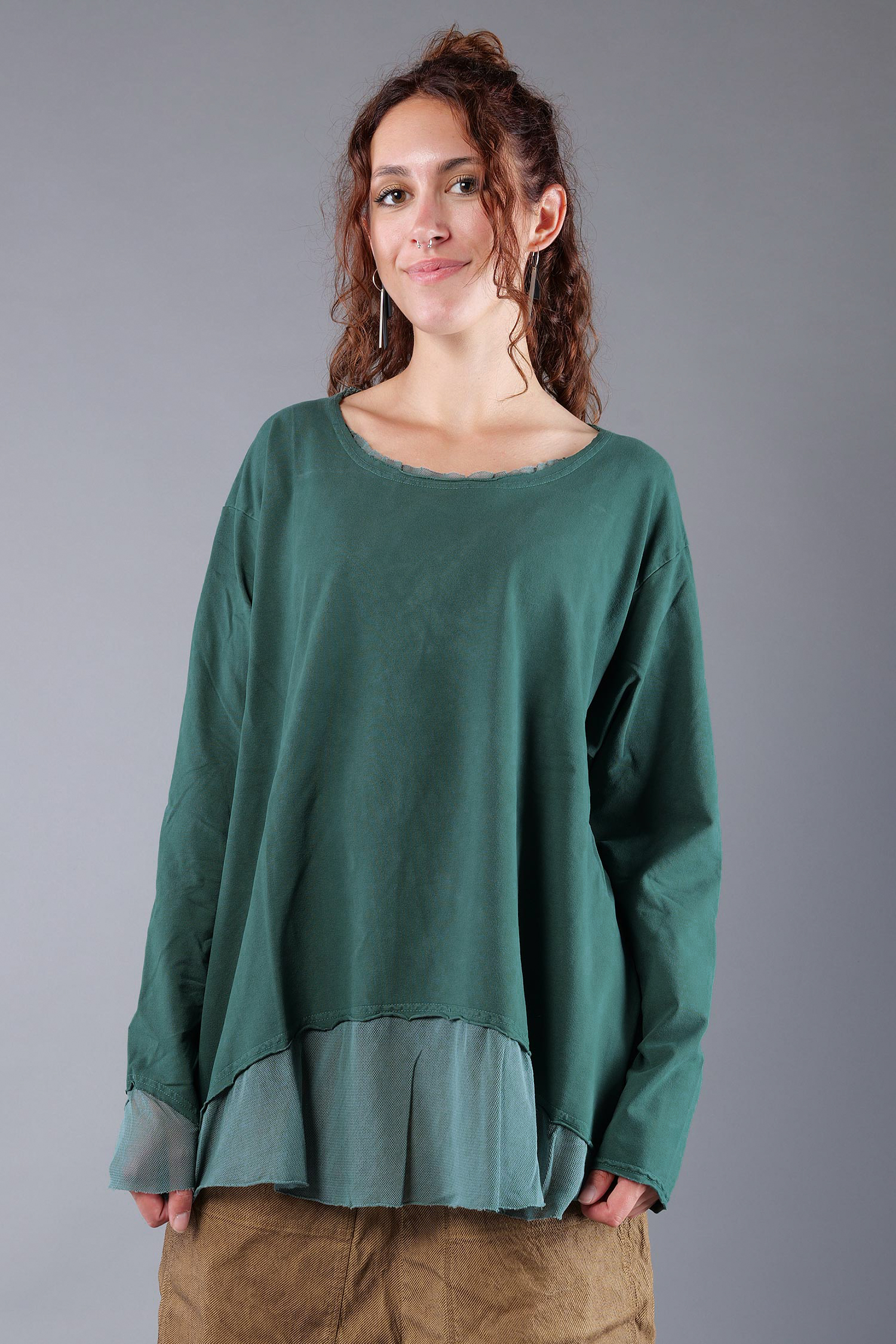 Shirt mit Tüll - Forest - 2263510502