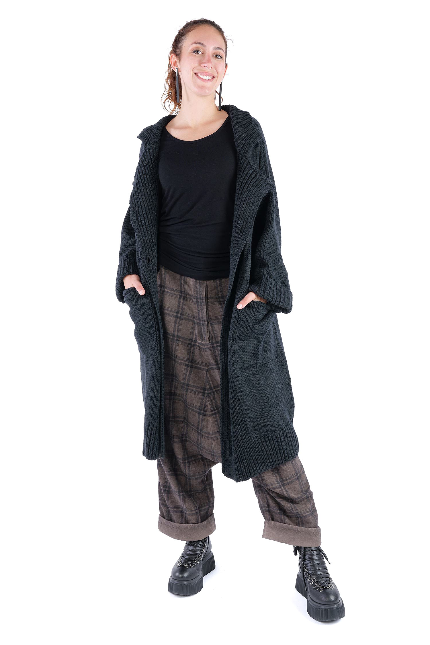 Oversize Strickmantel - Schwarz - Kongo