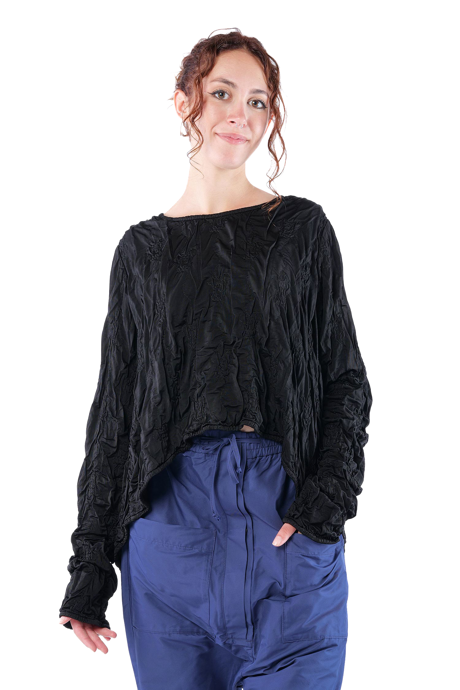 Oversize Stepppullover - Schwarz - Innenlaut