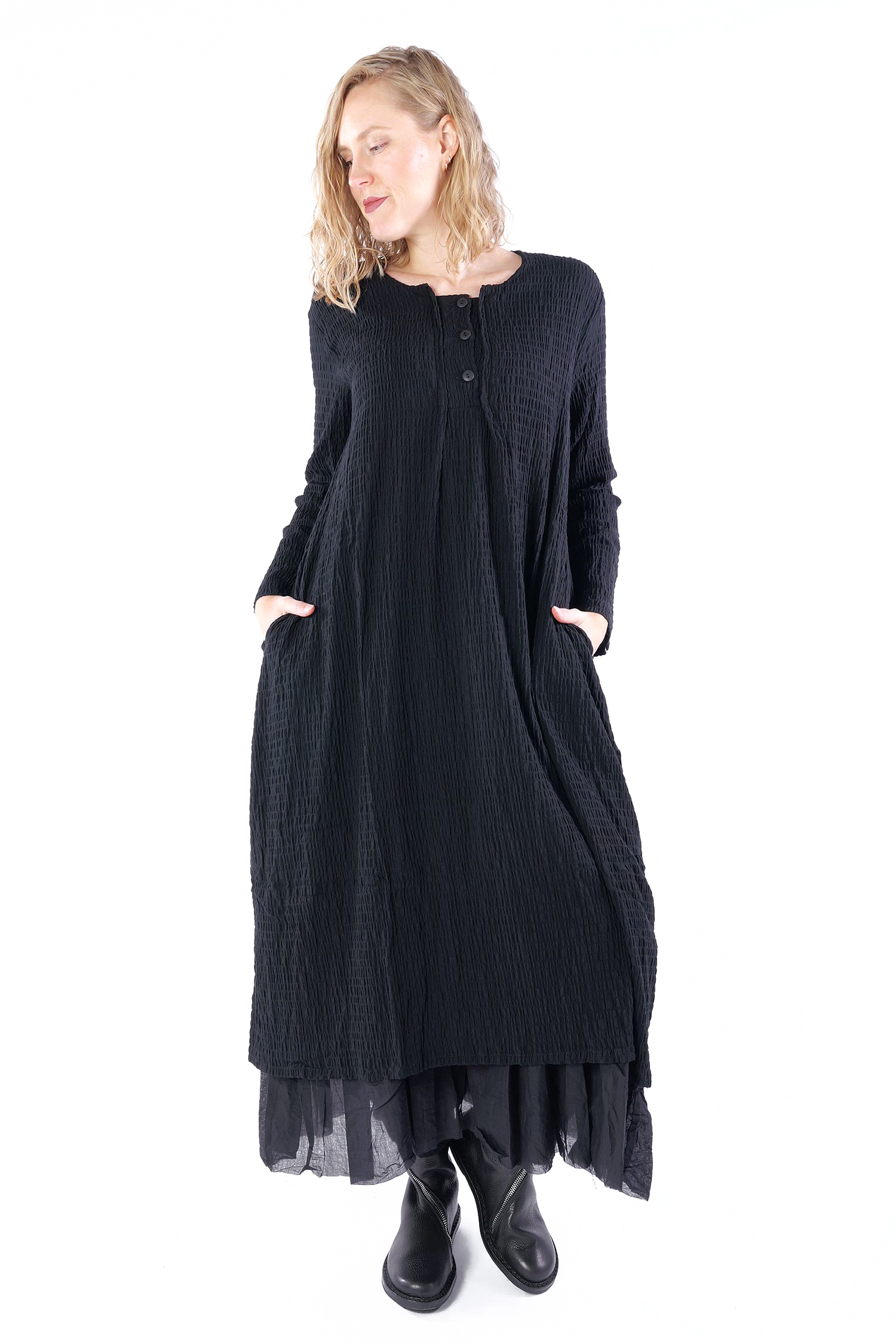 Tulpiges Kleid + Schal - Schwarz - Vera