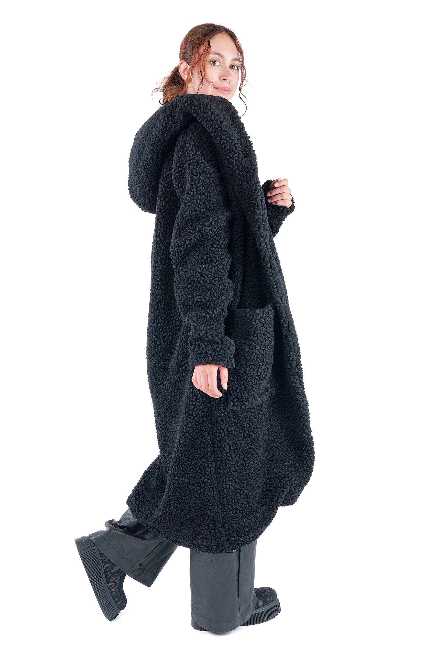 Kuscheliger Mantel - Schwarz - W206