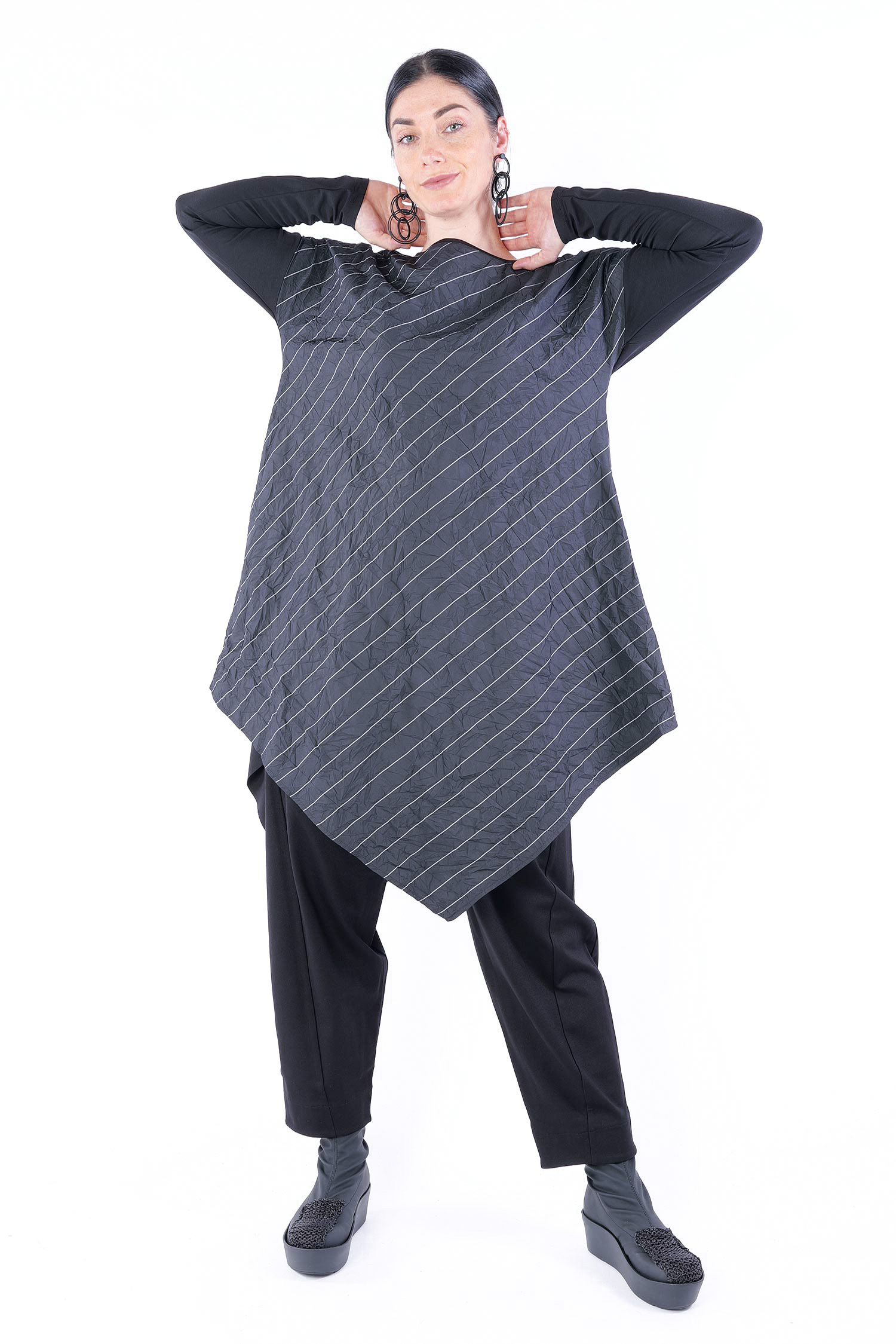 Tunika mit Streifen - Schwarz - W25-28