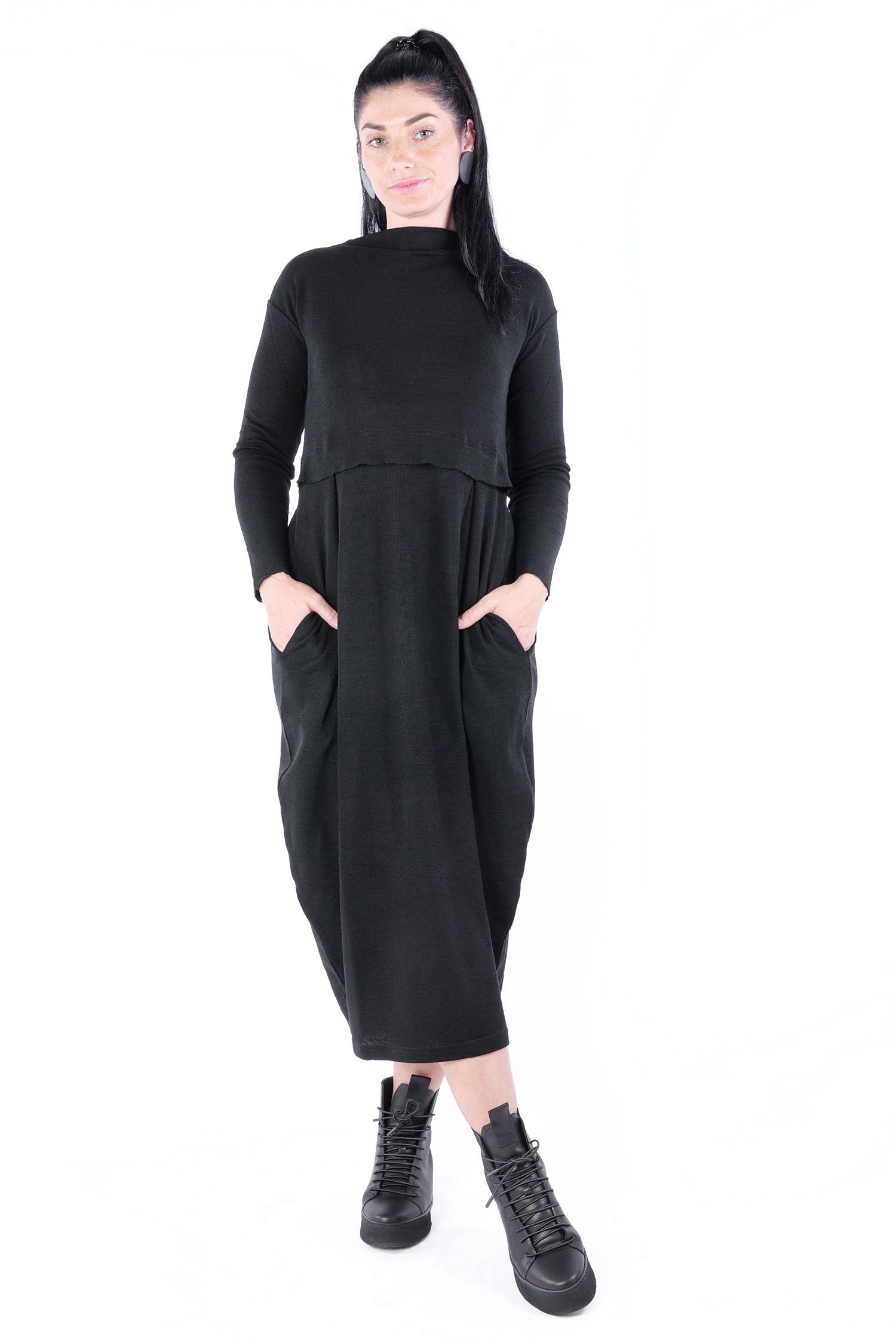 Merino Kleid - Schwarz - 7045