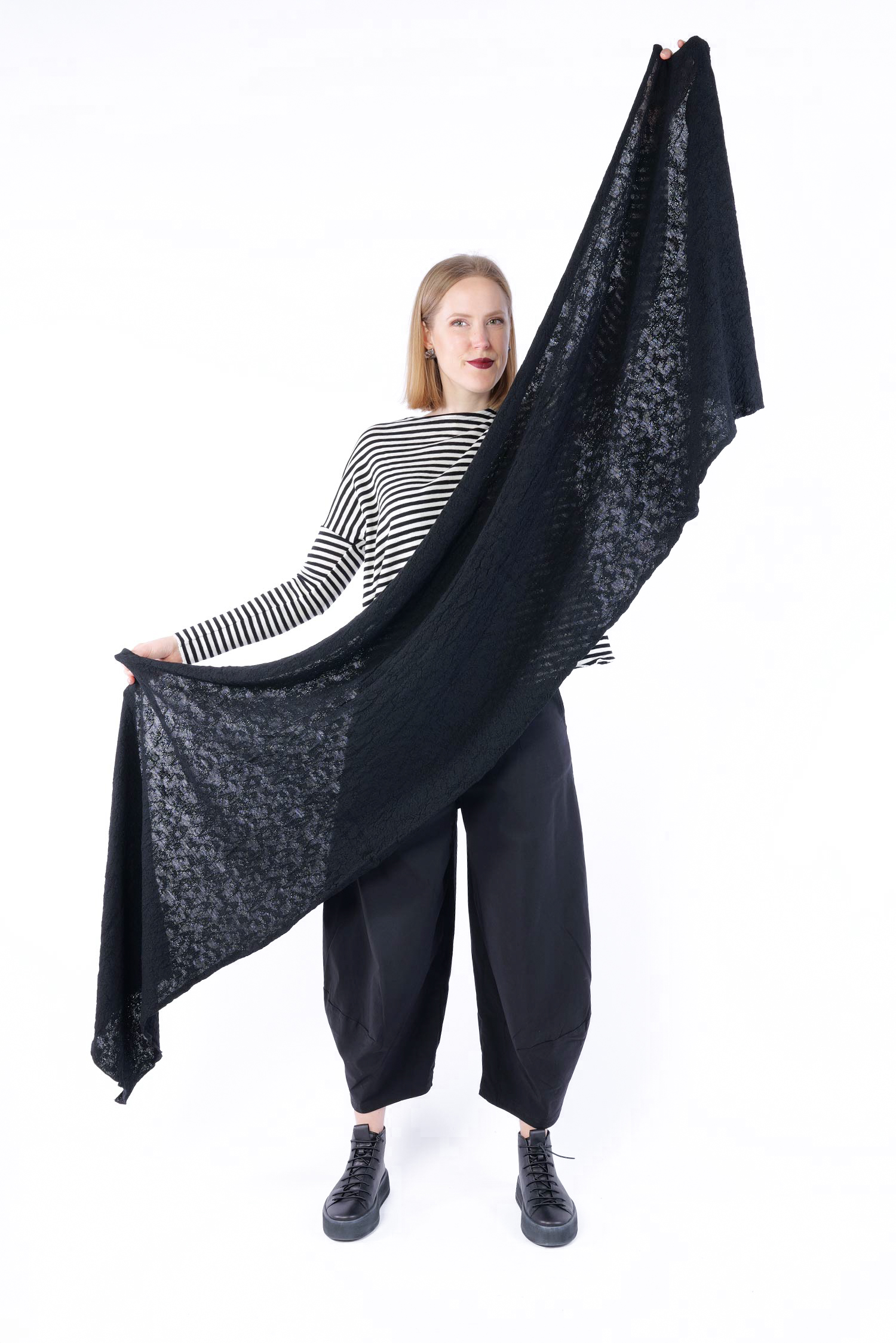 Bubble Merino Schal  - Schwarz - 1503