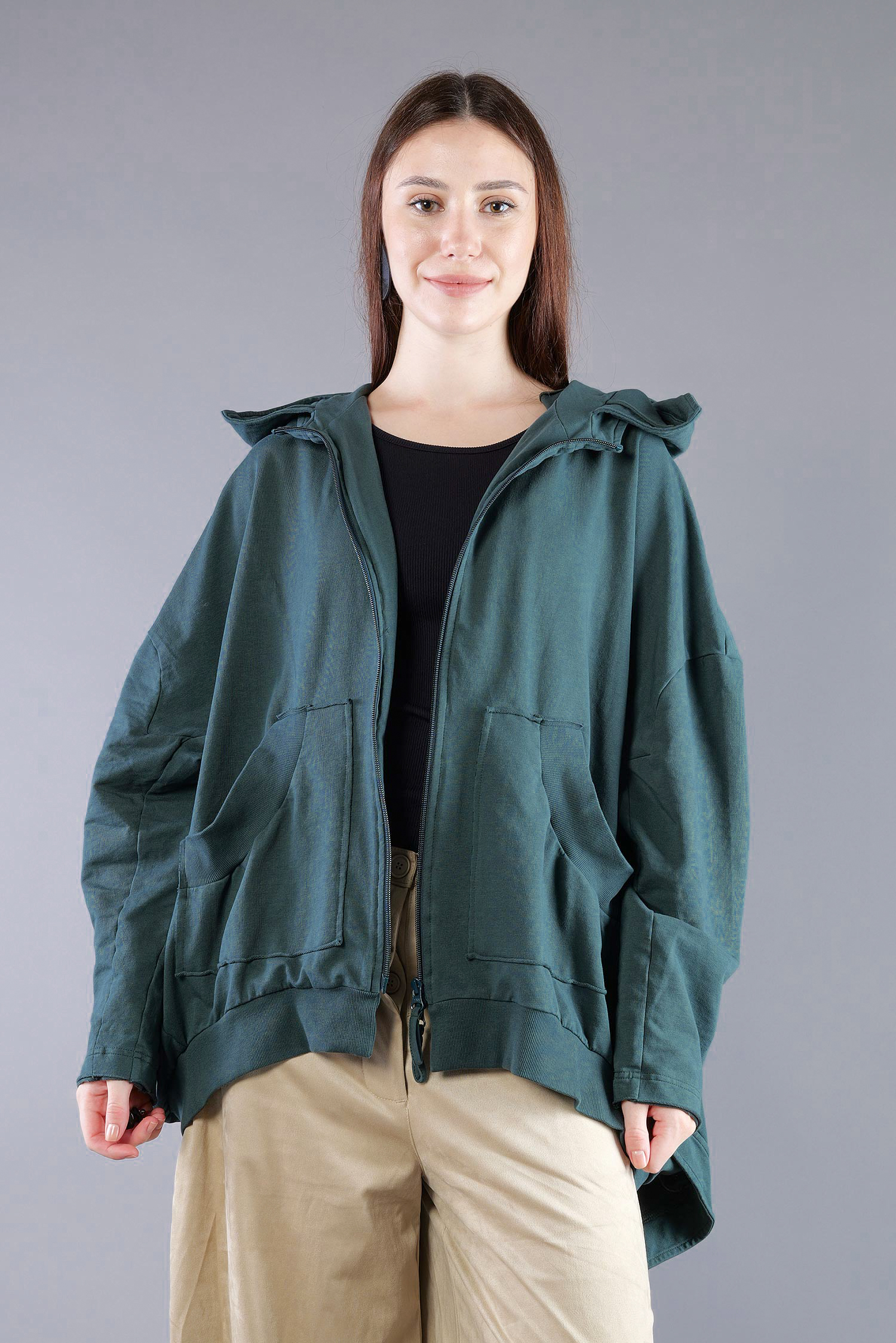 Oversized sweat jacket - Forest - 2263251102