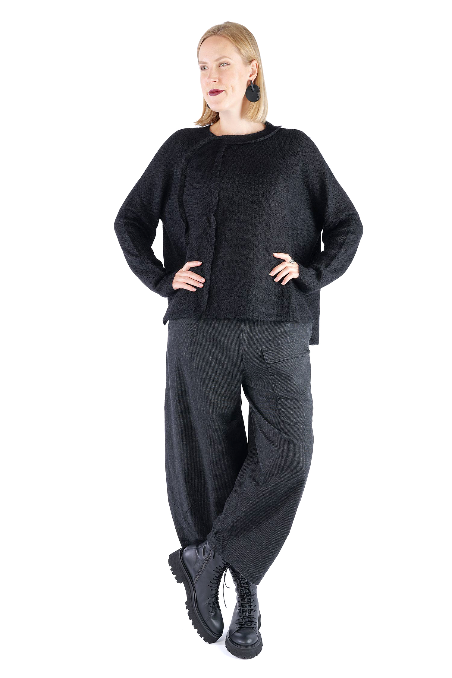 Oversize Strickpullover - Schwarz - 2262450703