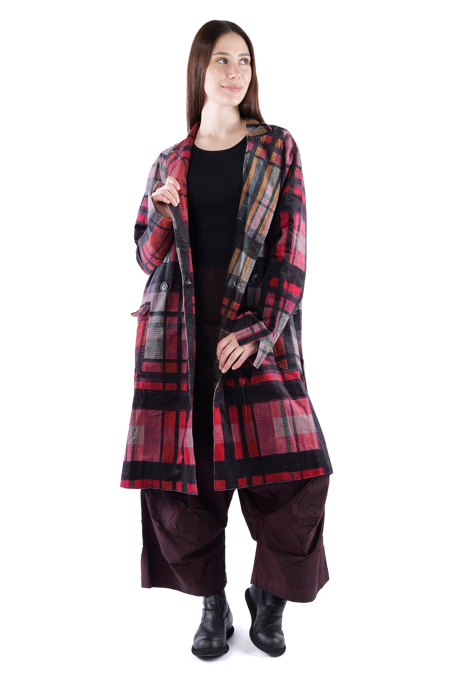 Babycord coat - Check multicolor - 2263231202