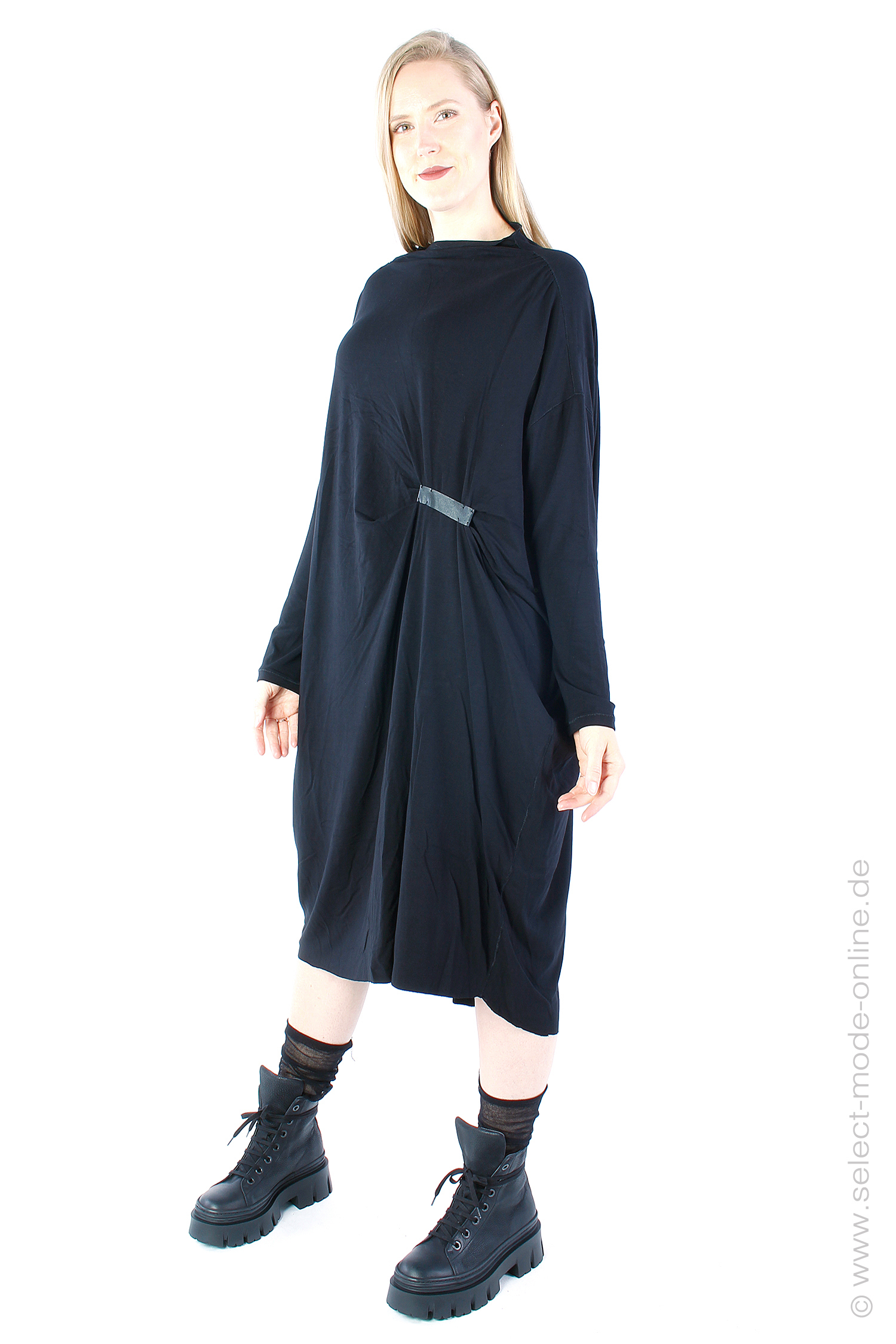 Jerseykleid mit Raffung - schwarz - 1243