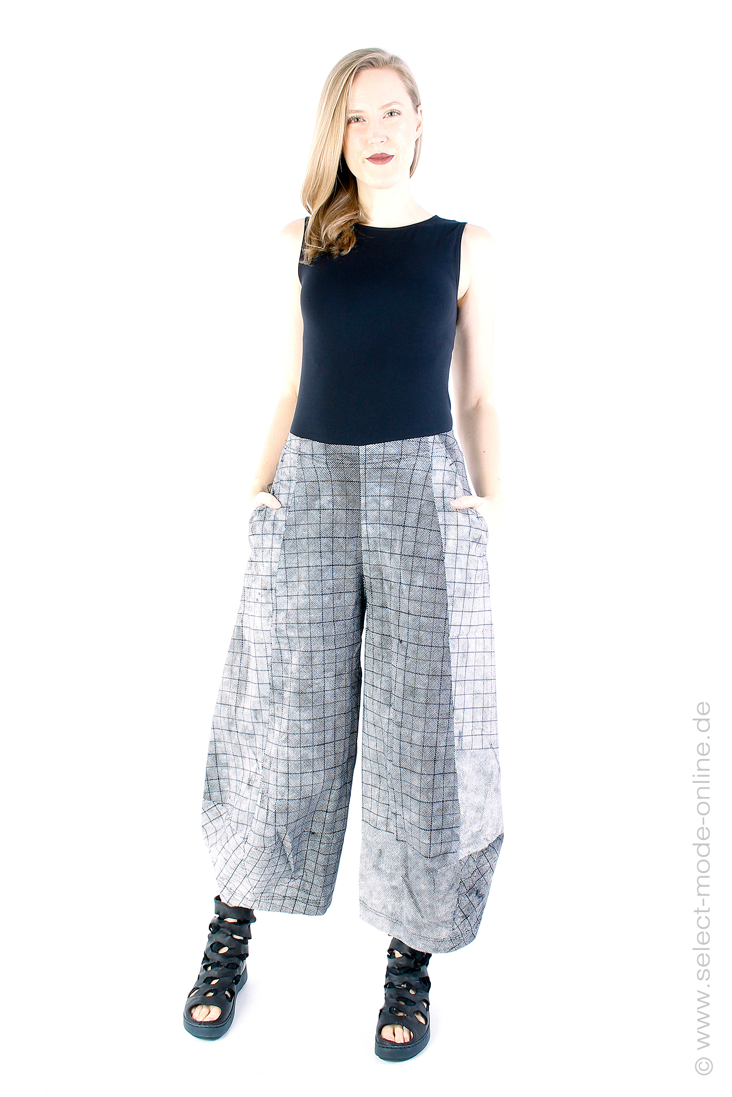 Tulip stretch pants - Black Print - 1243440110