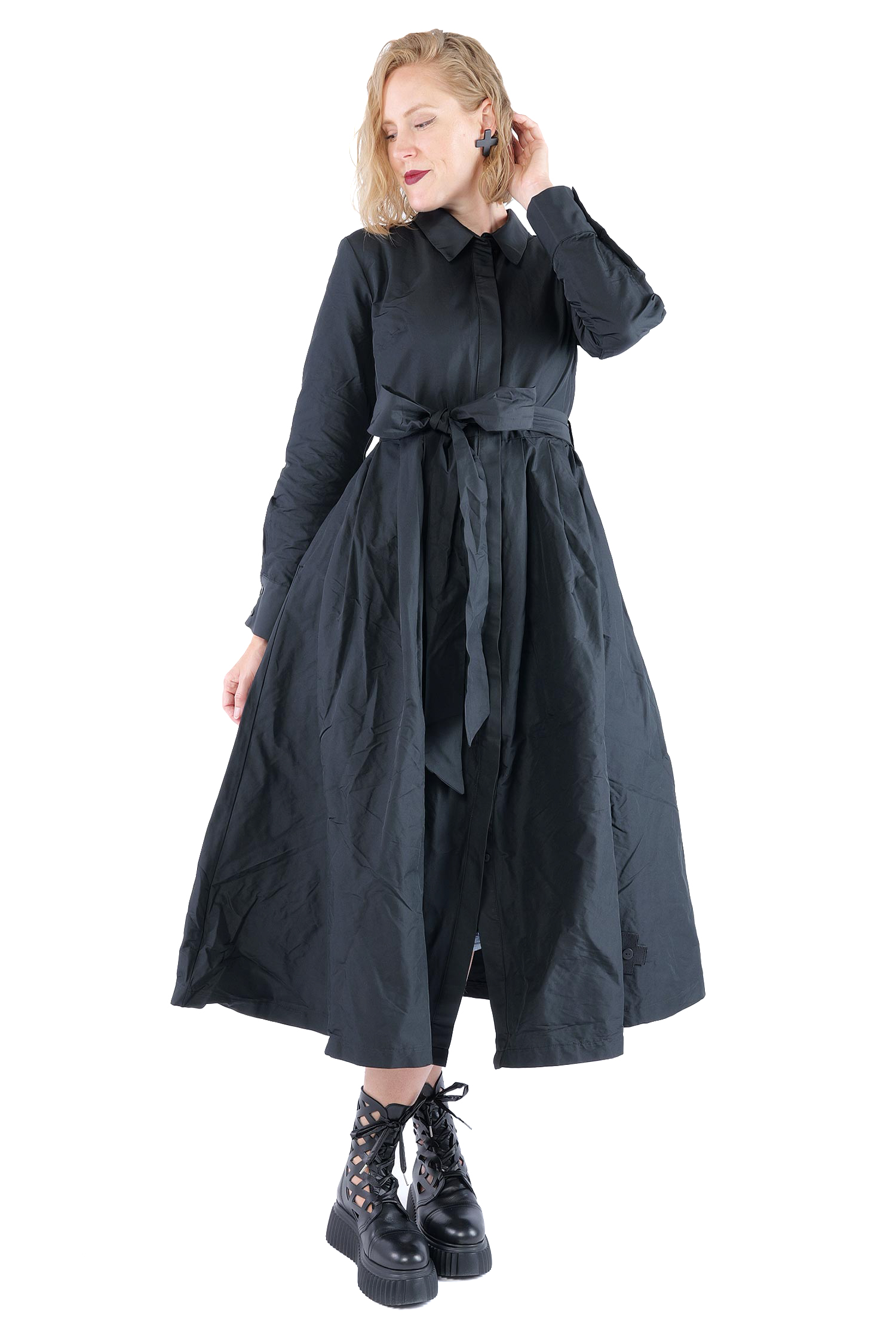 Taft Mantel-Kleid - Schwarz - 1162