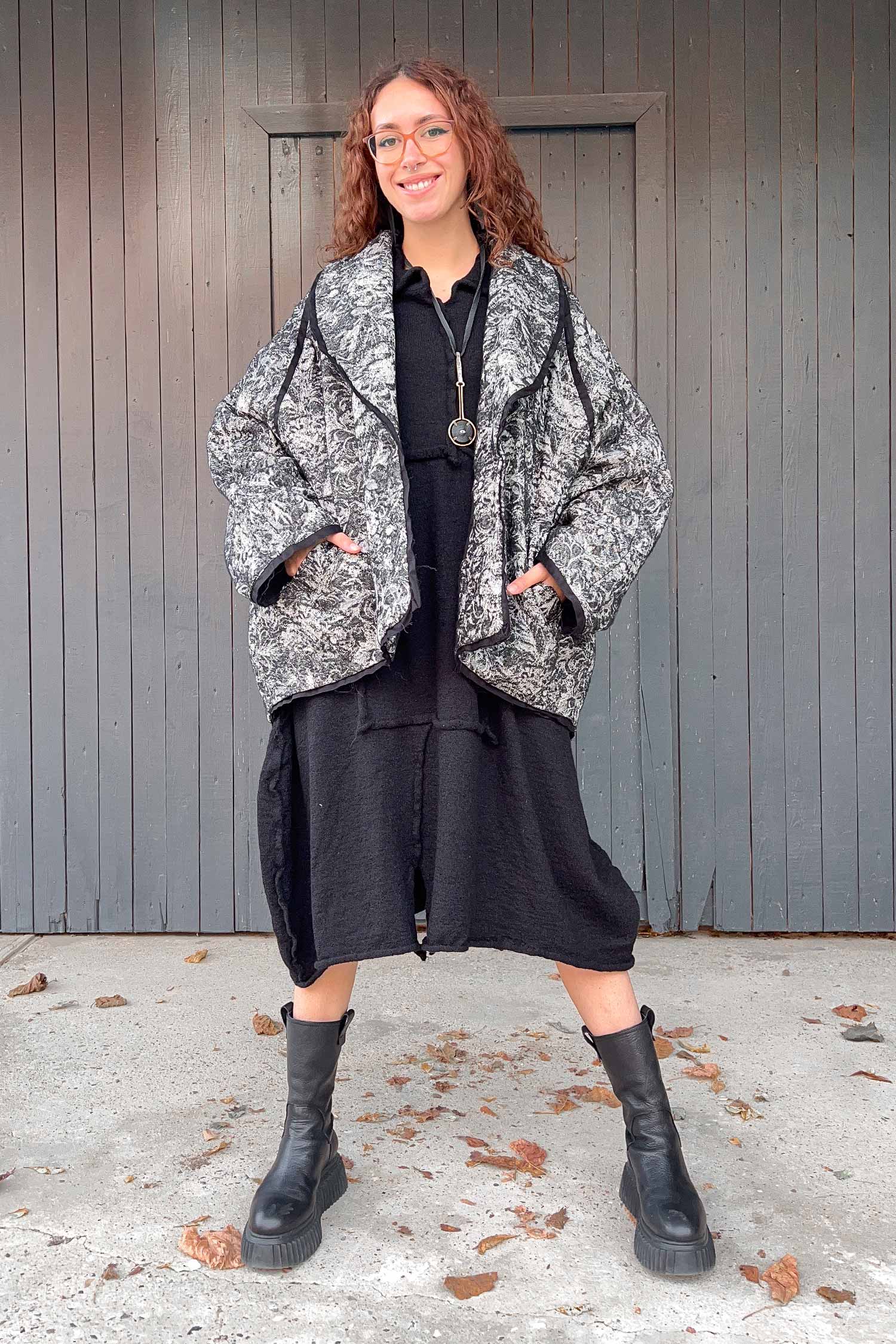 Oversize Winterjacke - Schwarz/Weiß - S438
